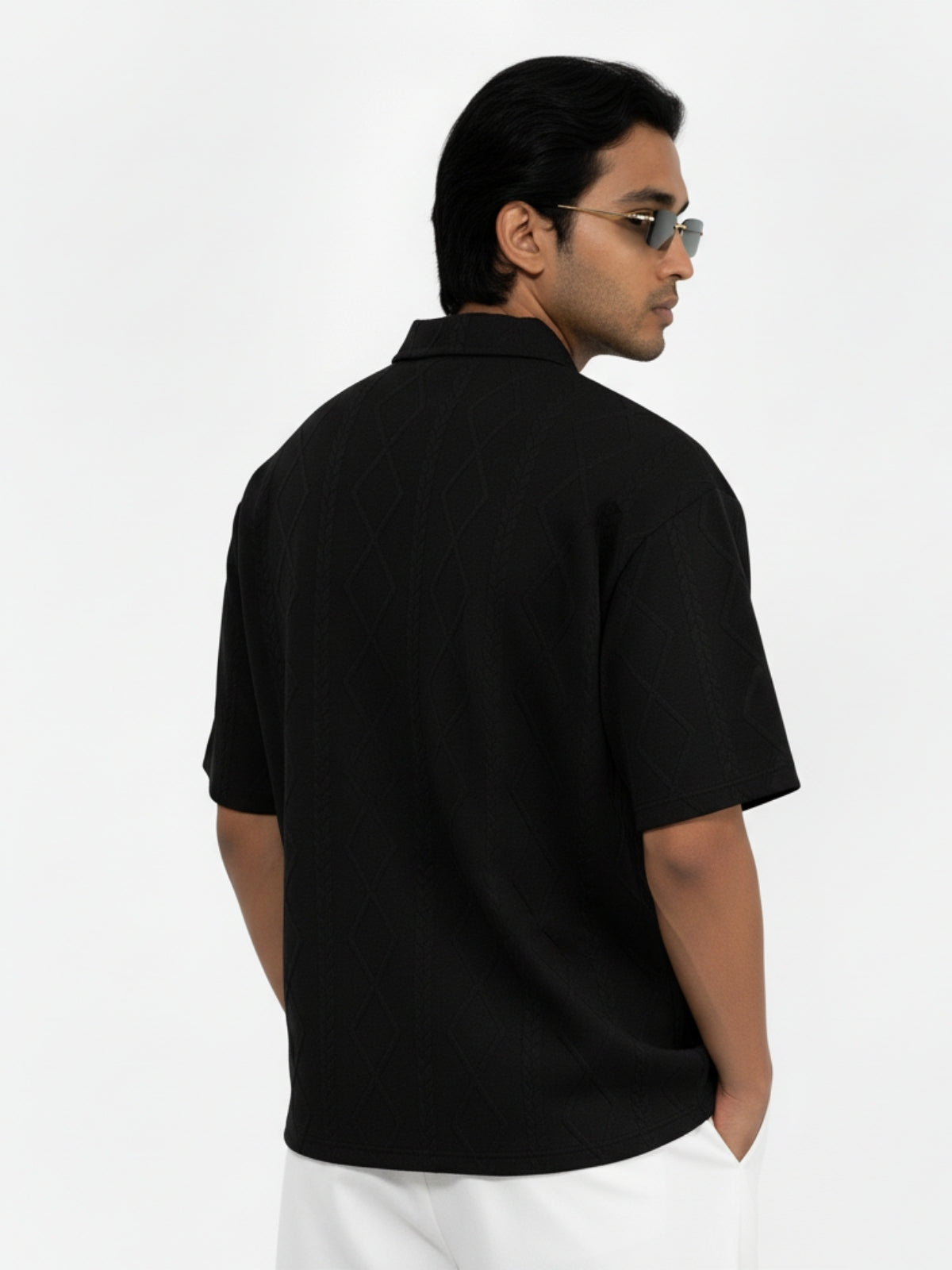 Black Zipper Polo: Diamonds