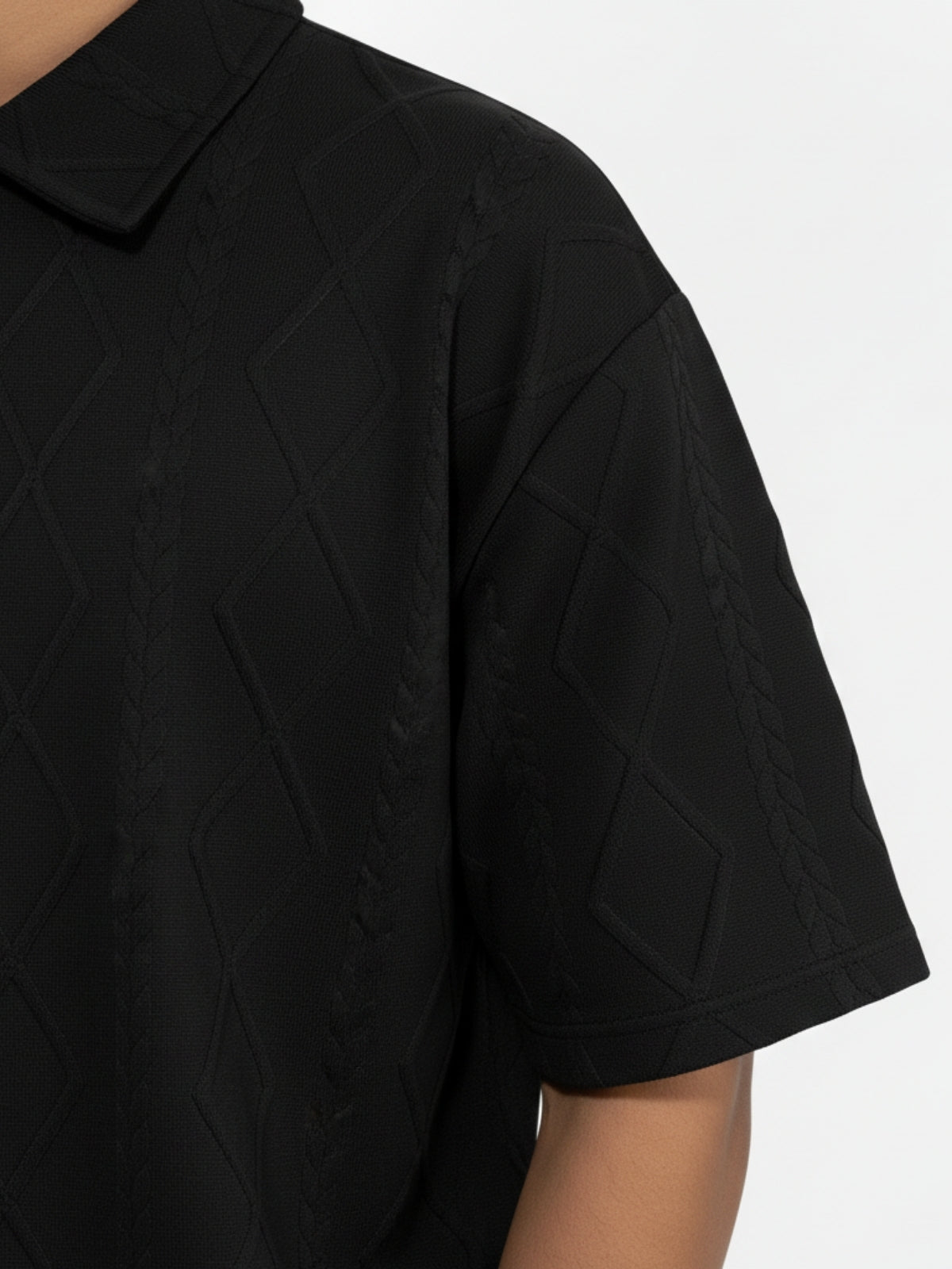 Black Zipper Polo: Diamonds