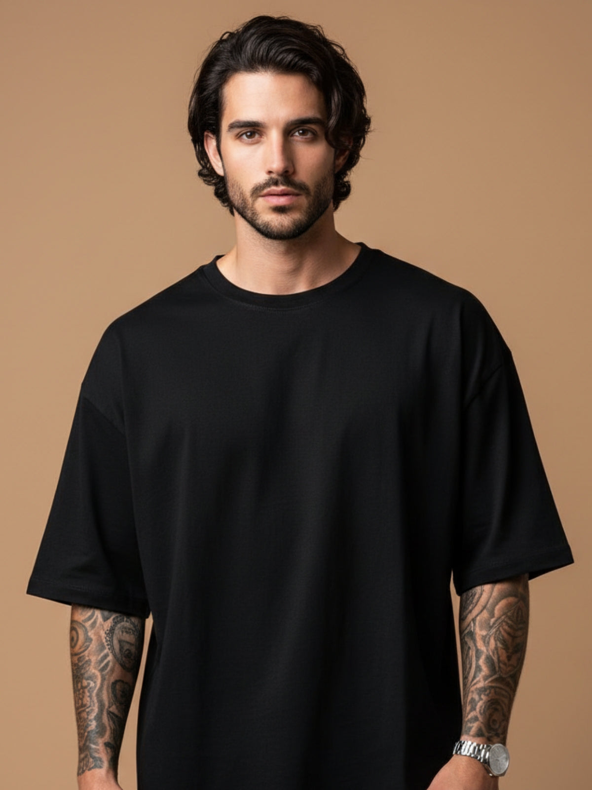 Boxy Fit Solid Tee: Black