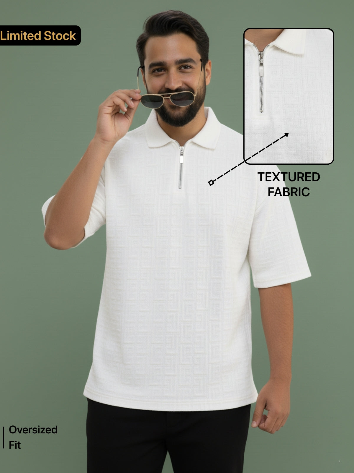 White Zipper Polo: Maze