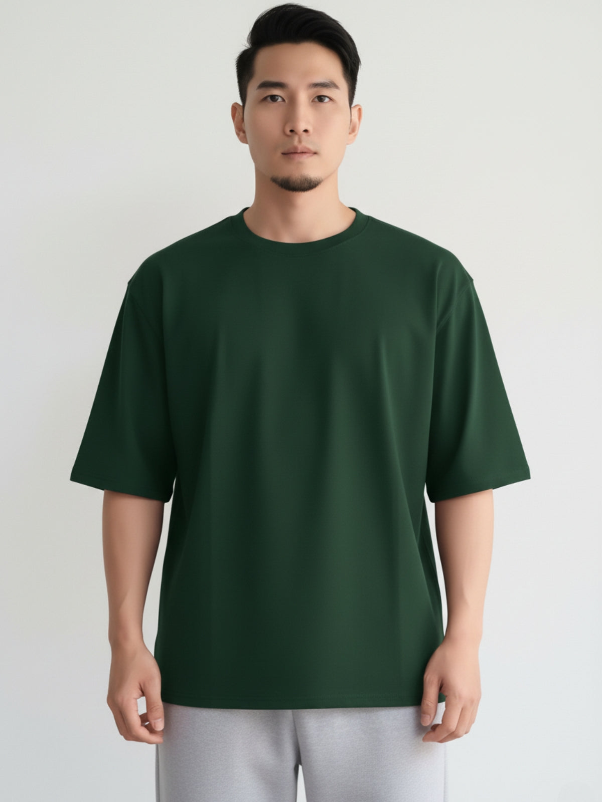 Boxy Fit Solid Tee: Emerald Green