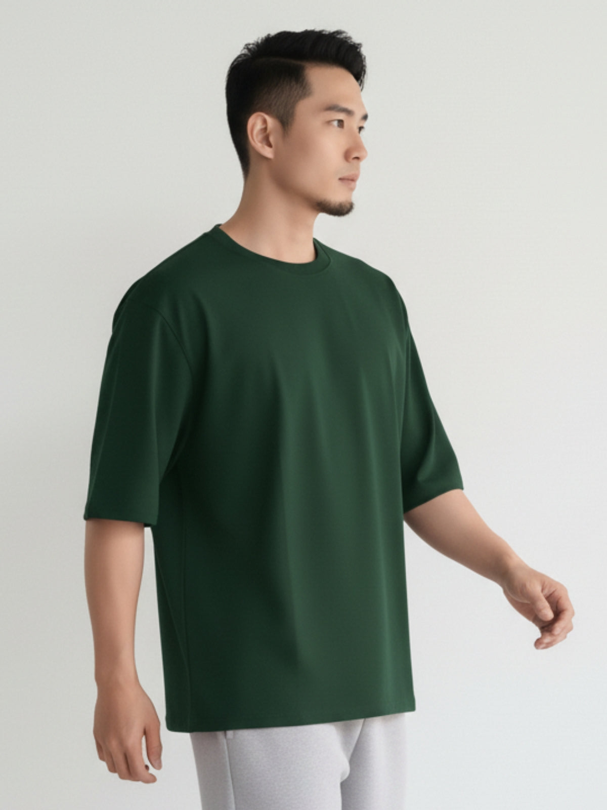 Boxy Fit Solid Tee: Emerald Green
