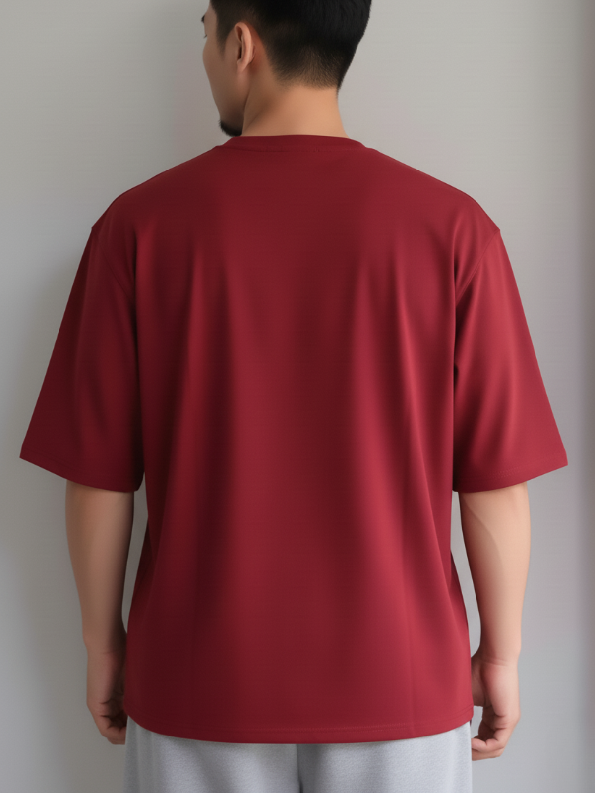 Boxy Fit Solid Tee: Maroon