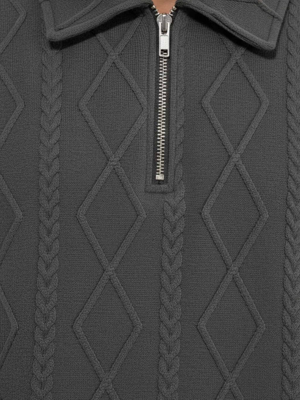 Charcoal Zipper Polo: Diamonds