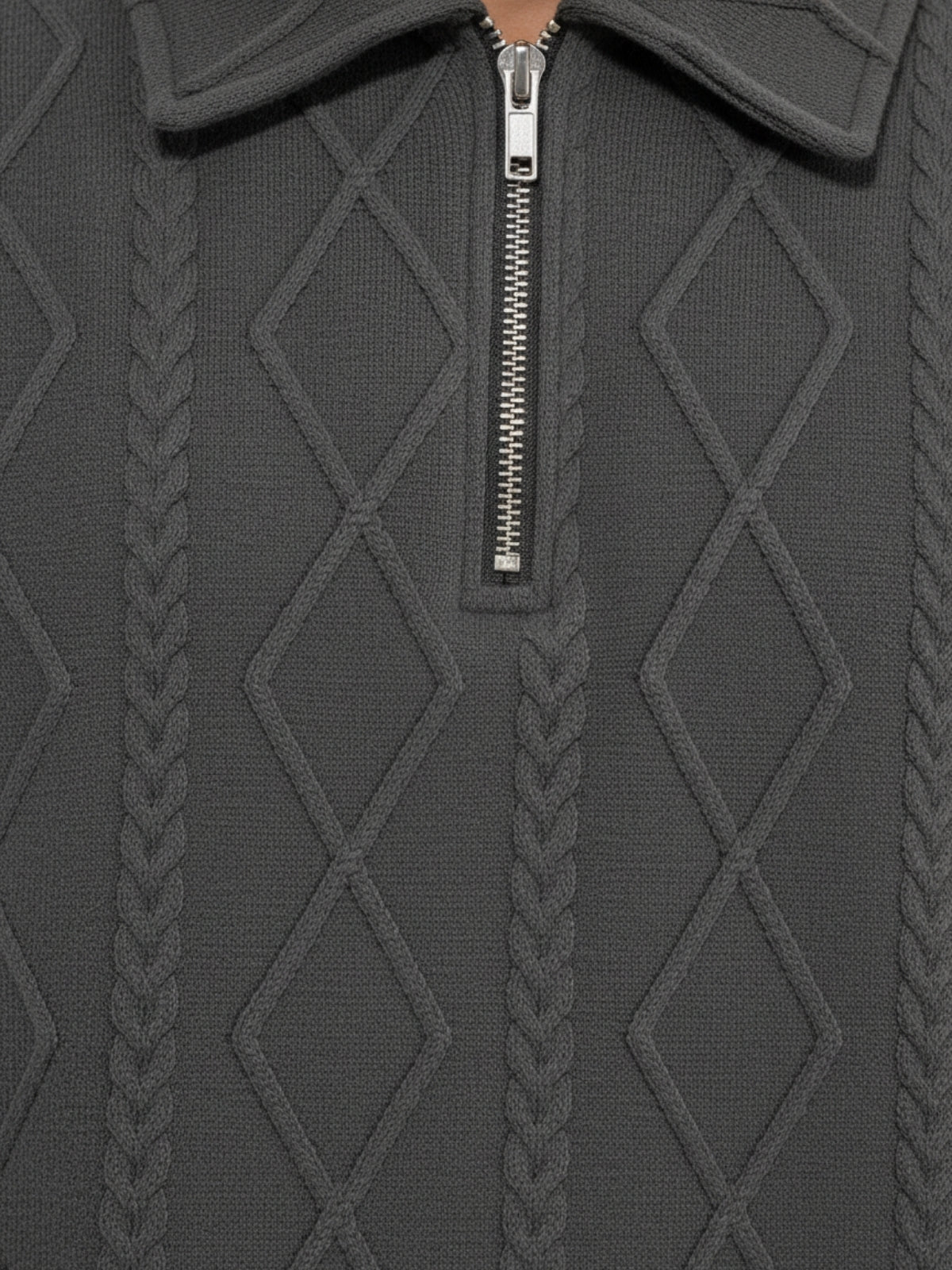 Charcoal Zipper Polo: Diamonds
