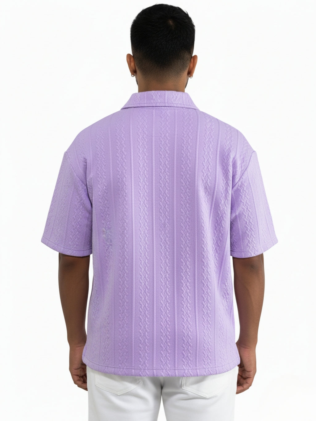 Lavender Zipper Polo: Rope Knit