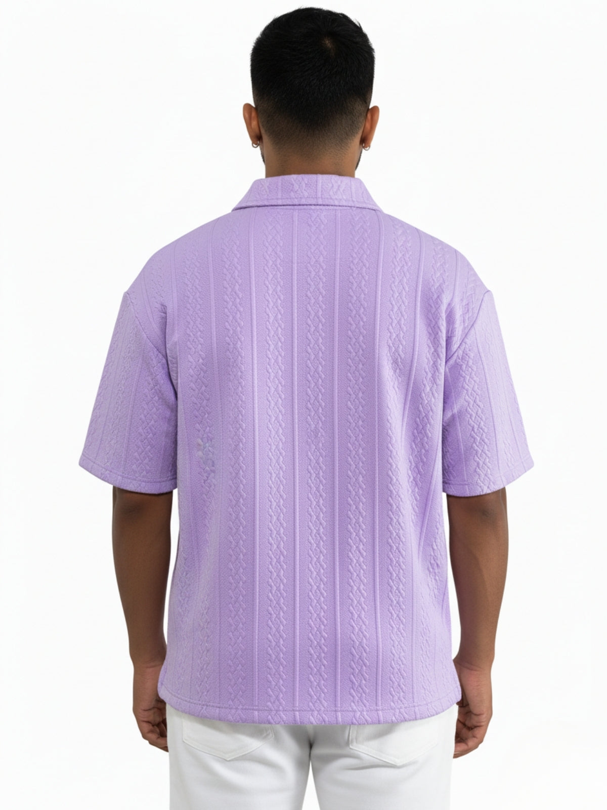 Lavender Zipper Polo: Rope Knit