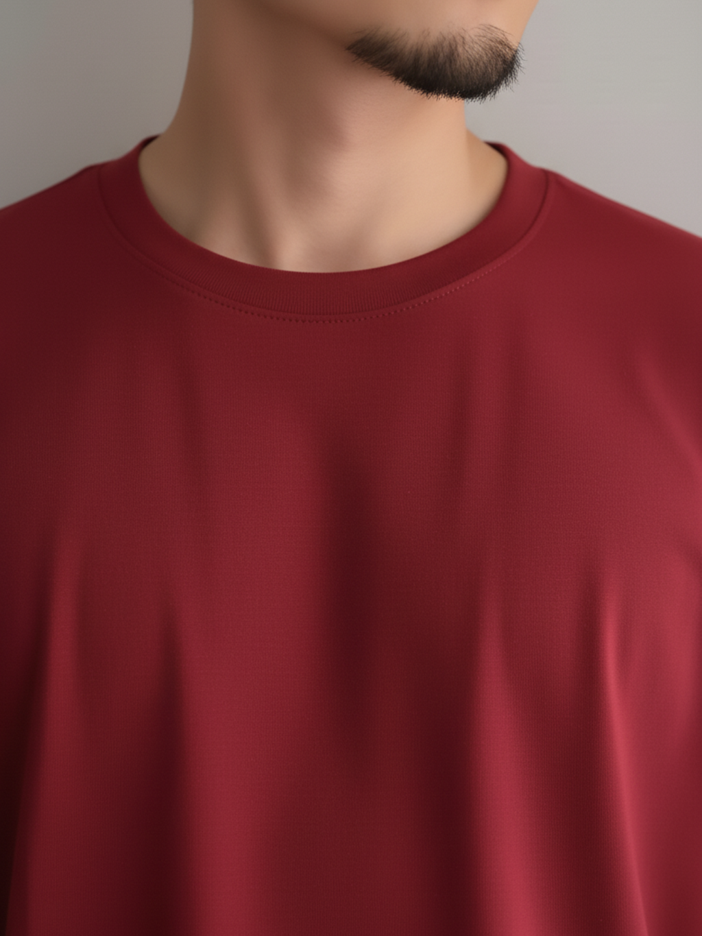 Boxy Fit Solid Tee: Maroon