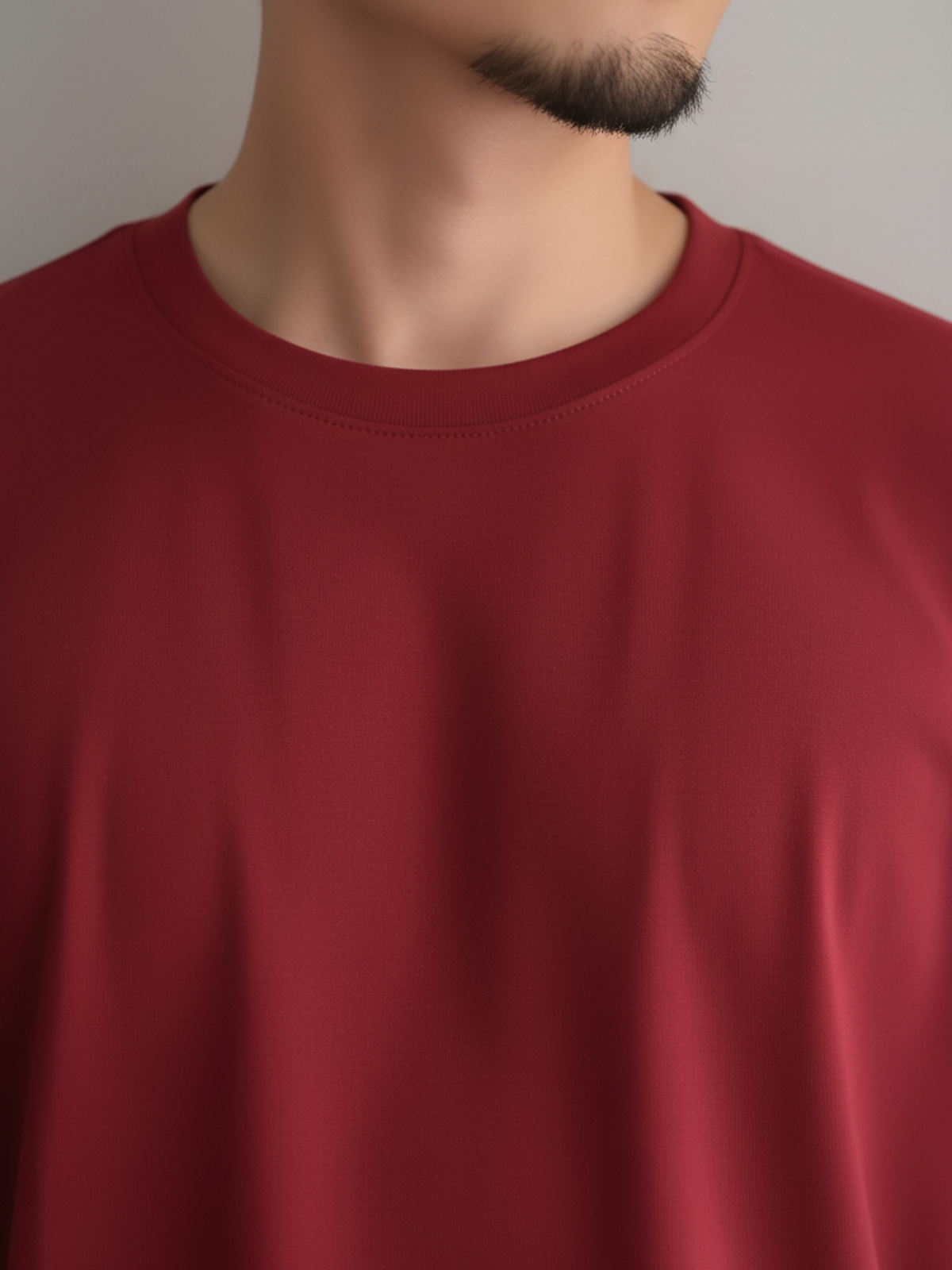 Boxy Fit Solid Tee: Maroon