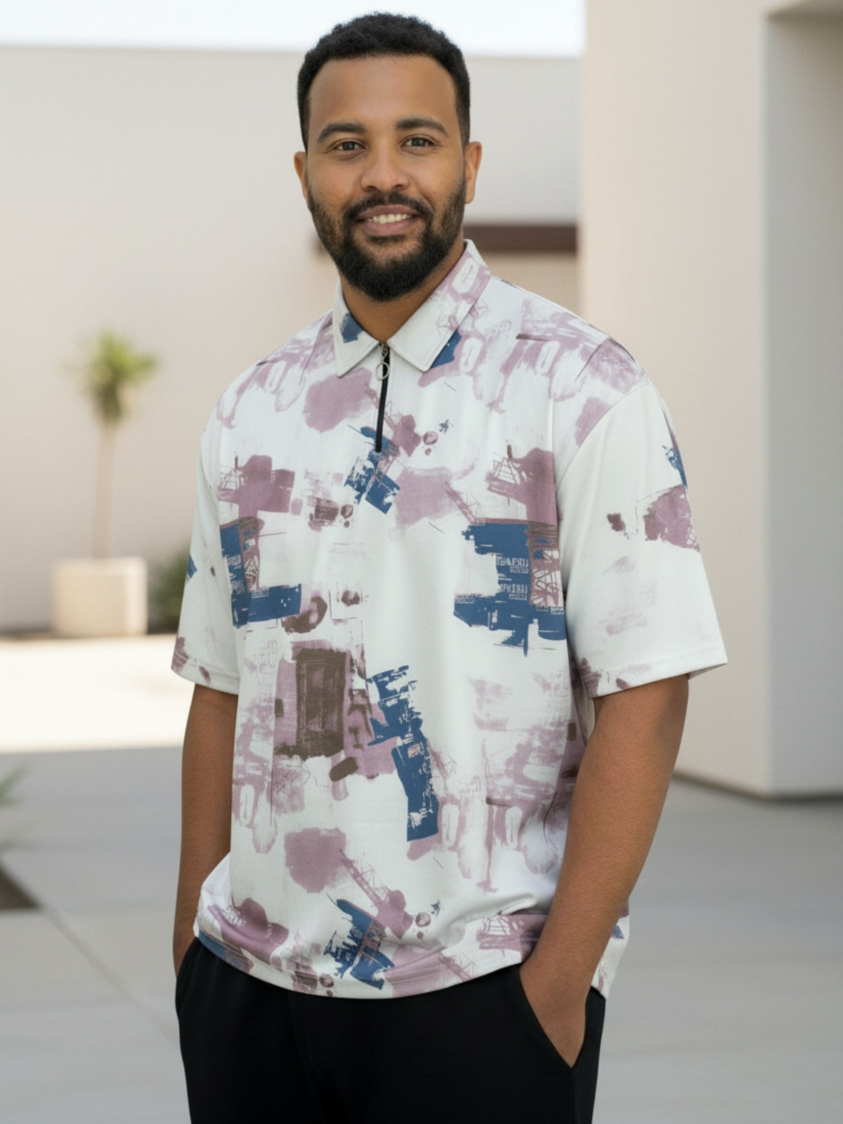 Painted Pink City Dreams: Zipper Polo