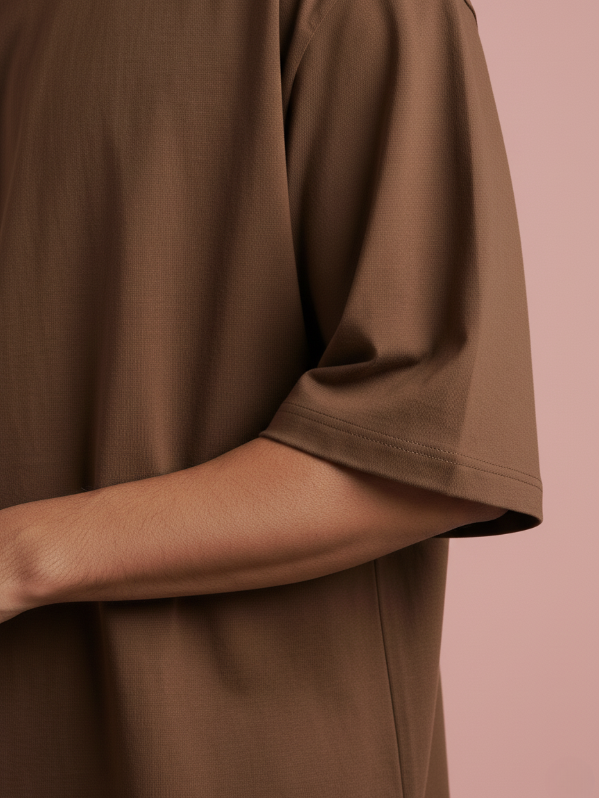 Boxy Fit Solid Tee: Brown