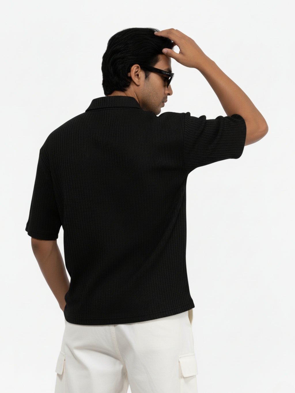 Black Zipper Polo: Ribbed