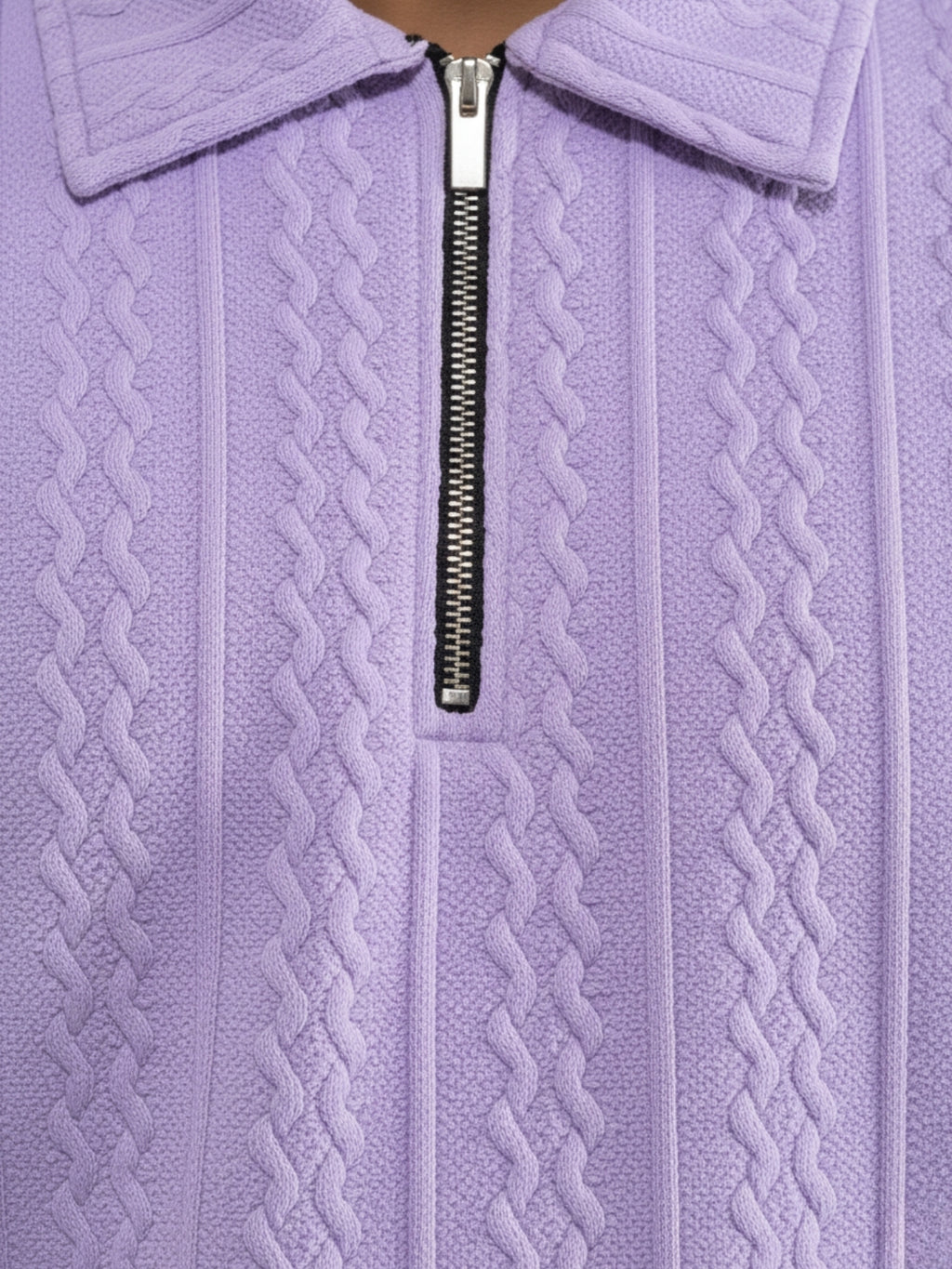 Lavender Zipper Polo: Rope Knit