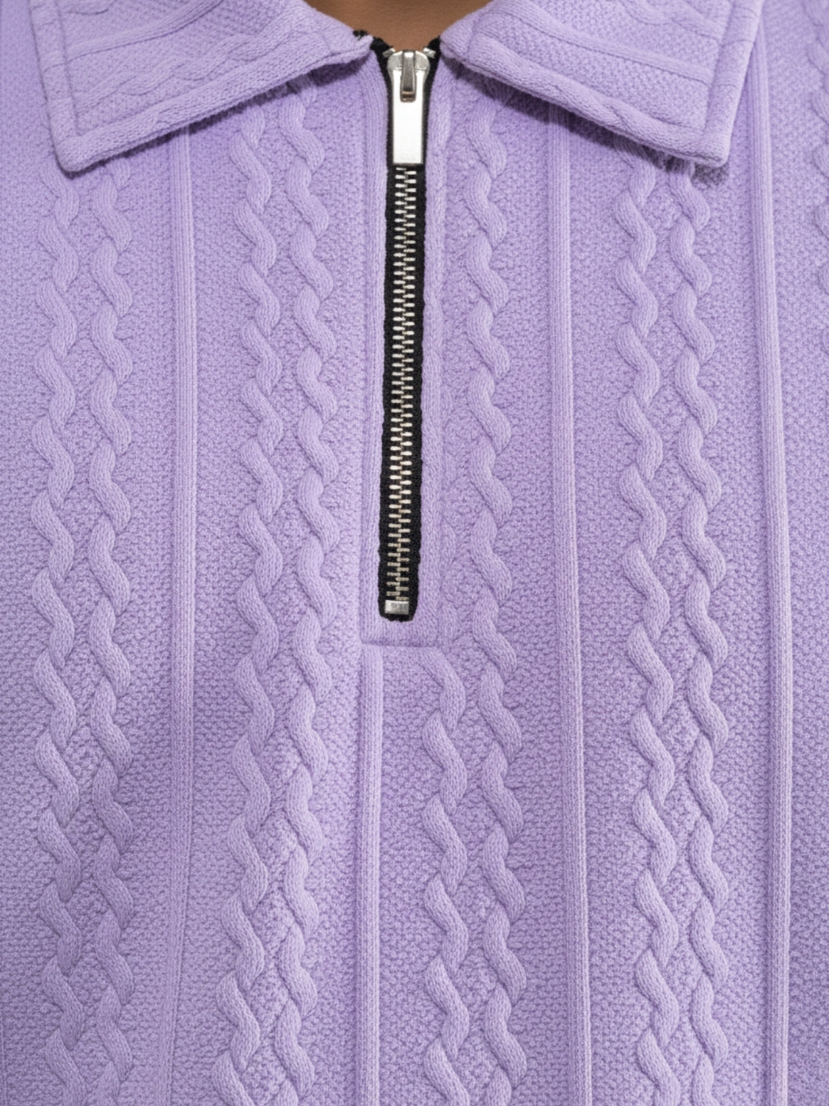 Lavender Zipper Polo: Rope Knit