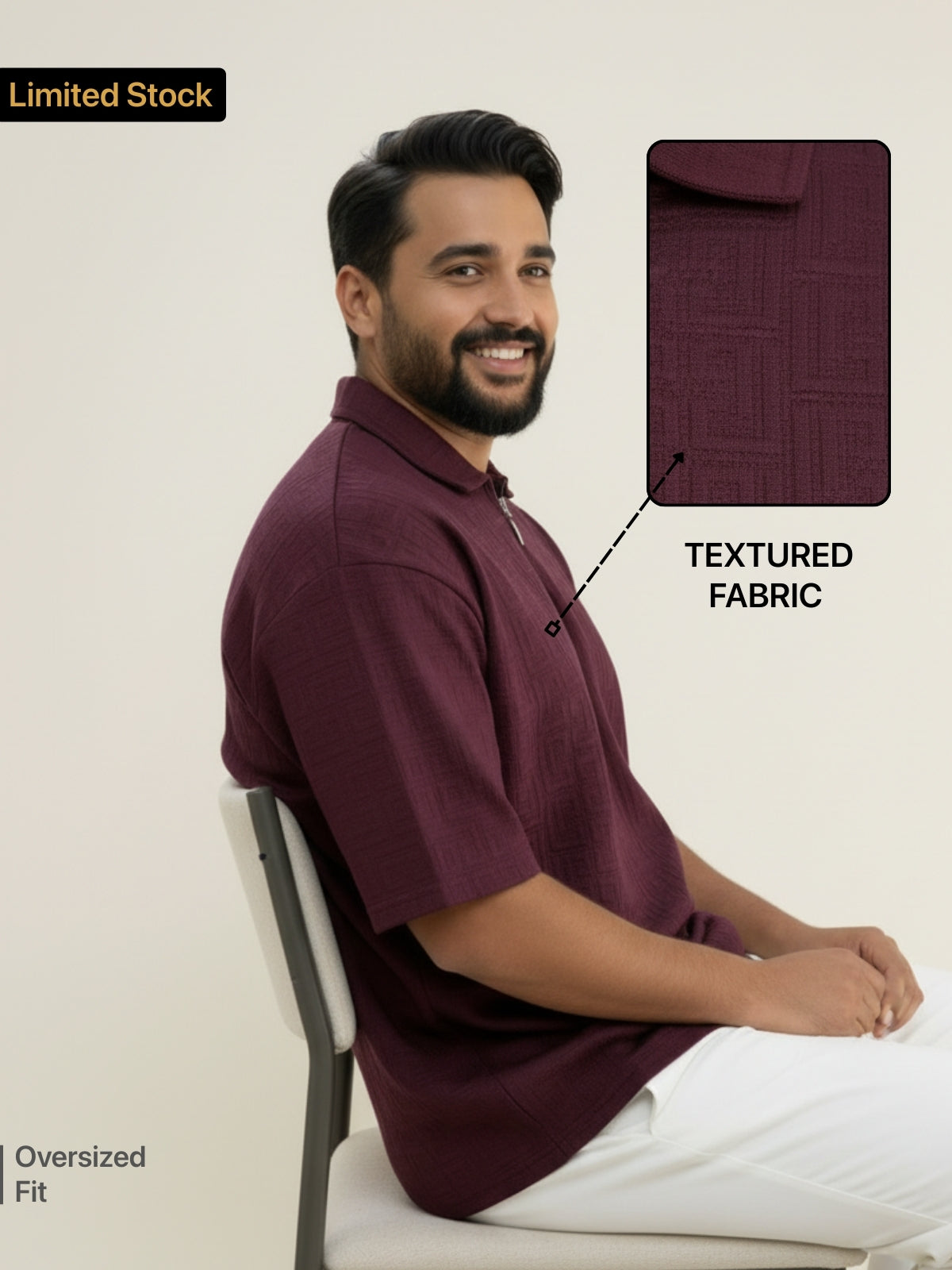 Plum Zipper Polo: Maze