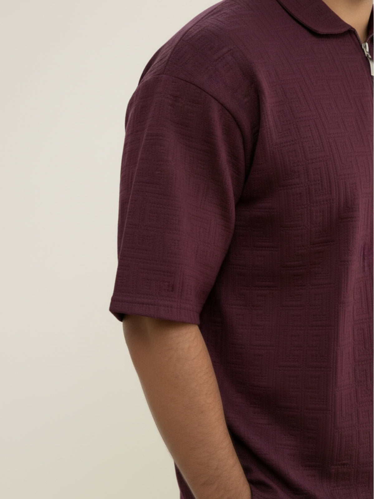 Plum Zipper Polo: Maze