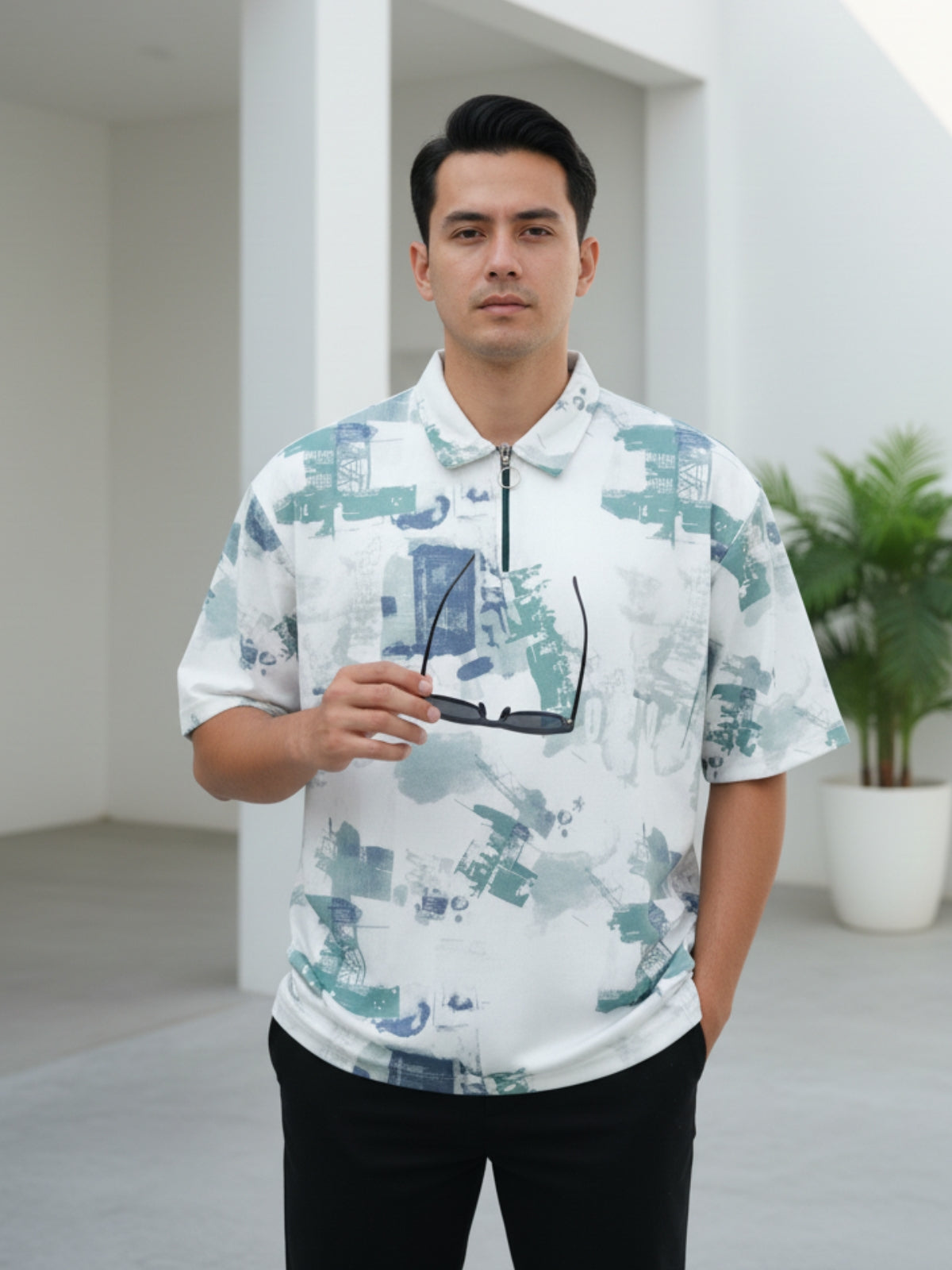 Painted Green City Dreams: Zipper Polo