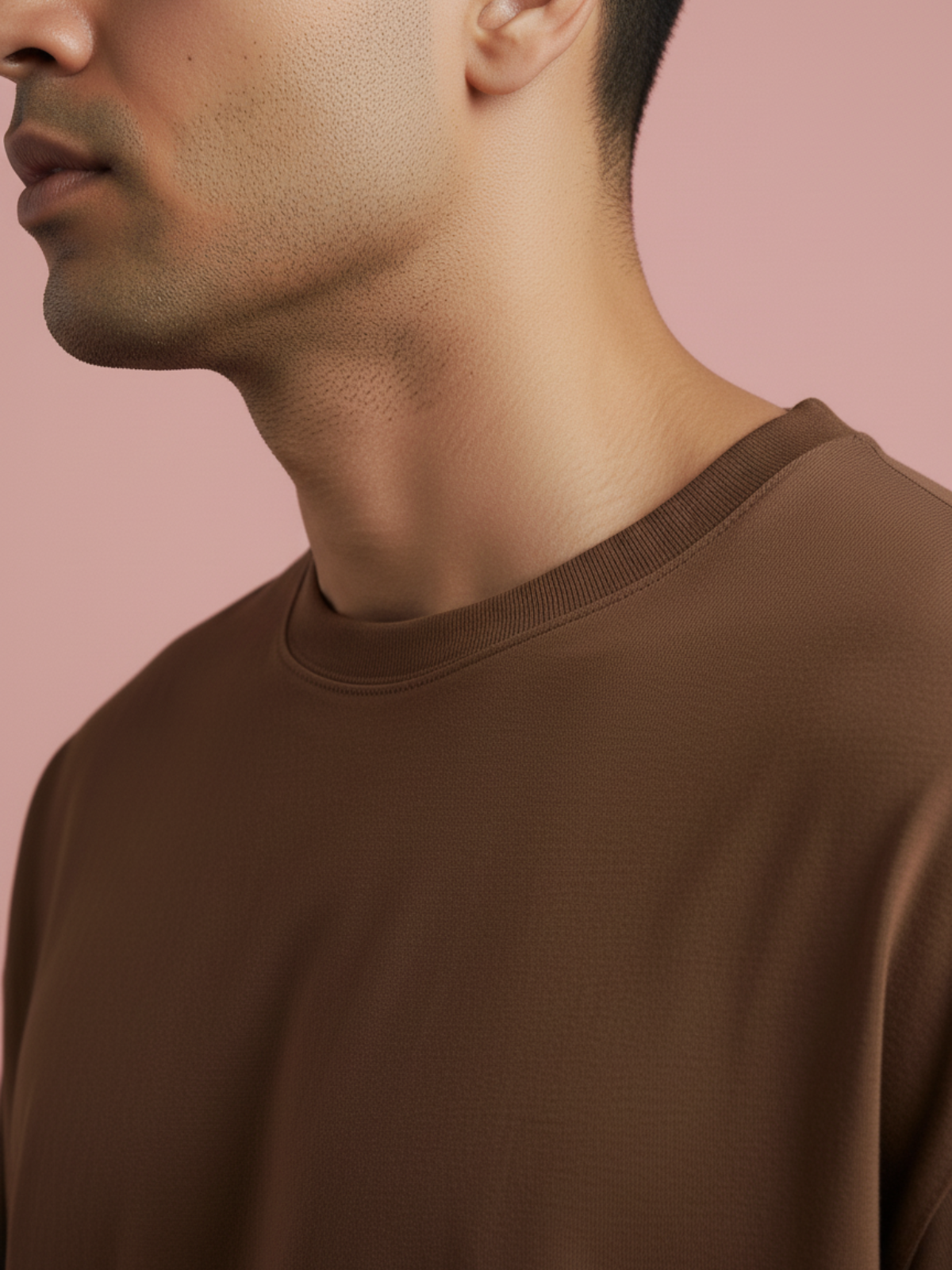 Boxy Fit Solid Tee: Brown