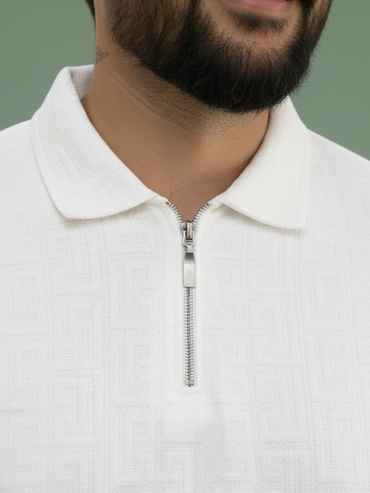 White Zipper Polo: Maze