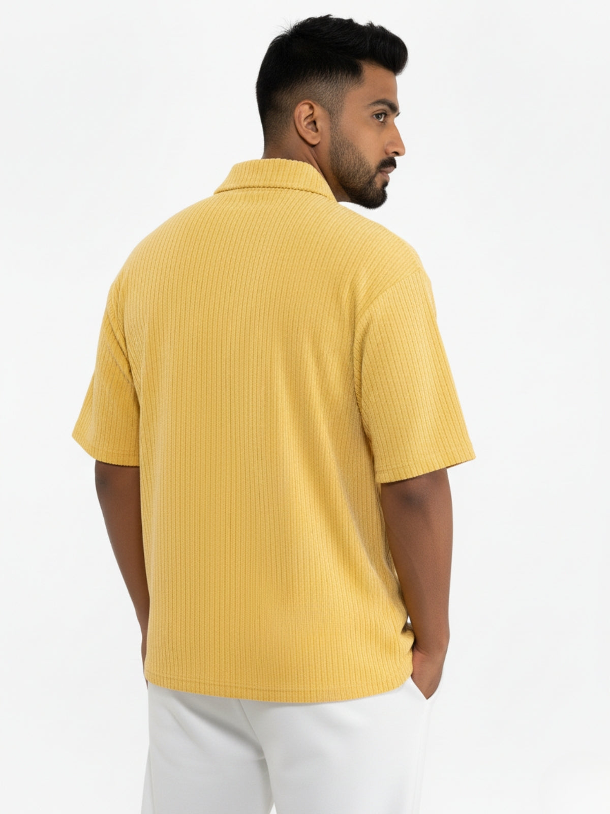 Mustard Zipper Polo: Ribbed