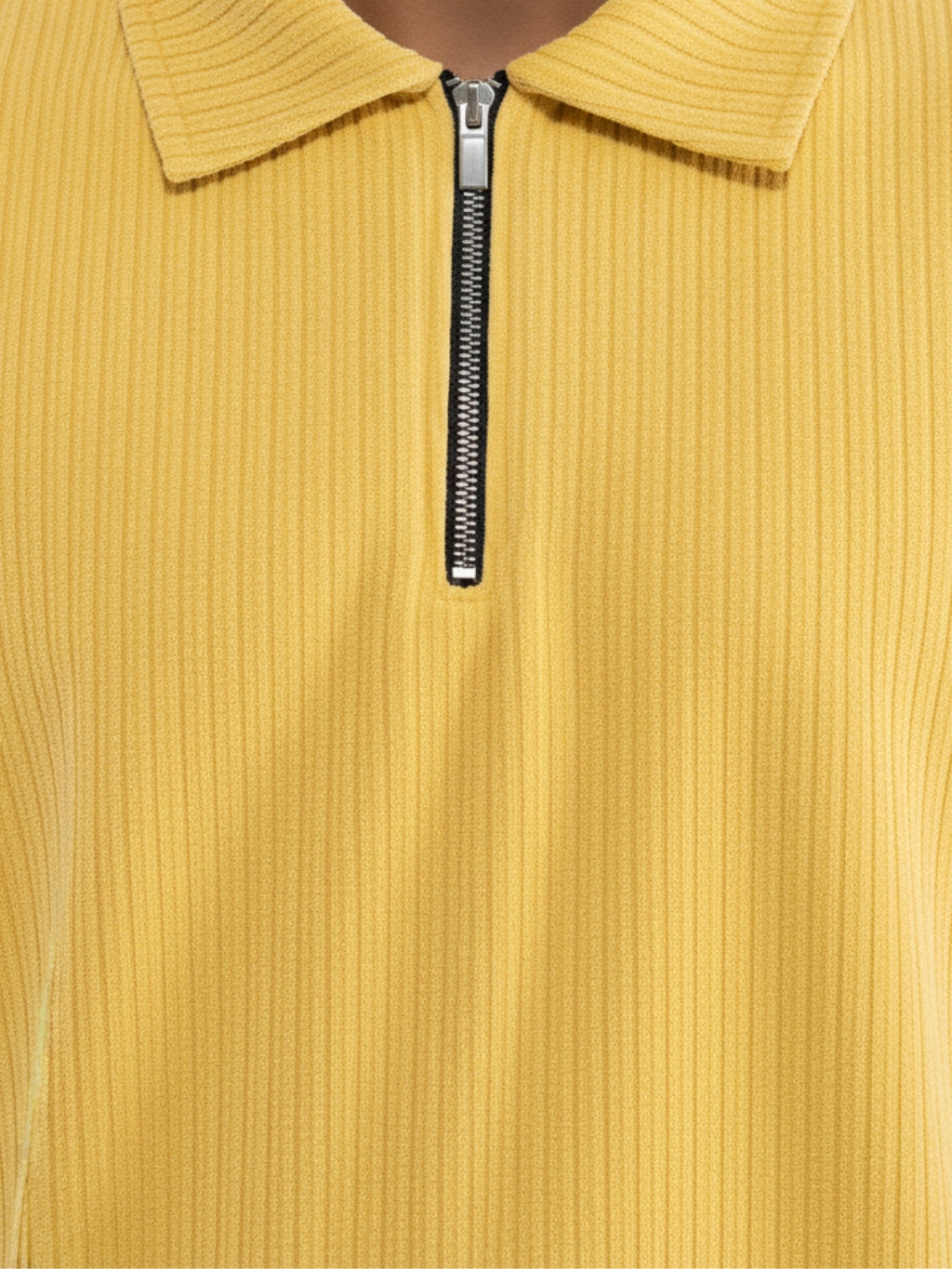 Mustard Zipper Polo: Ribbed