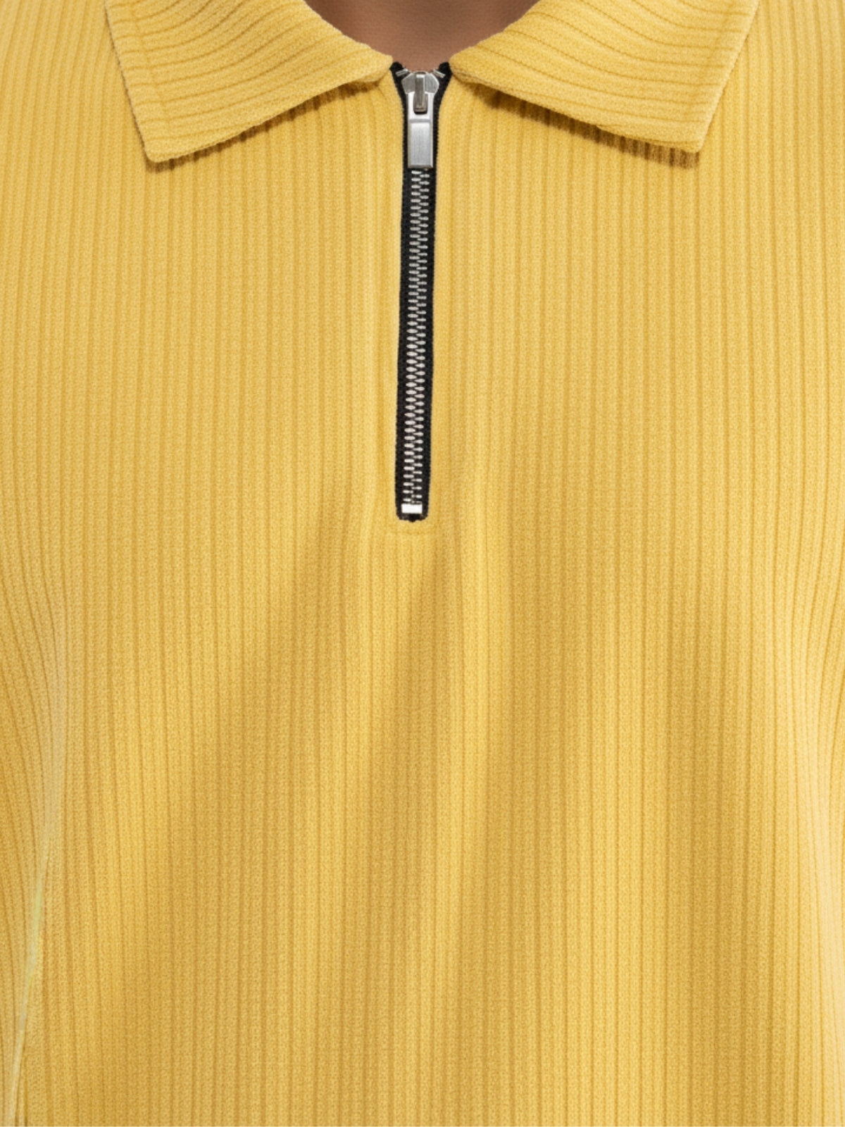 Mustard Zipper Polo: Ribbed