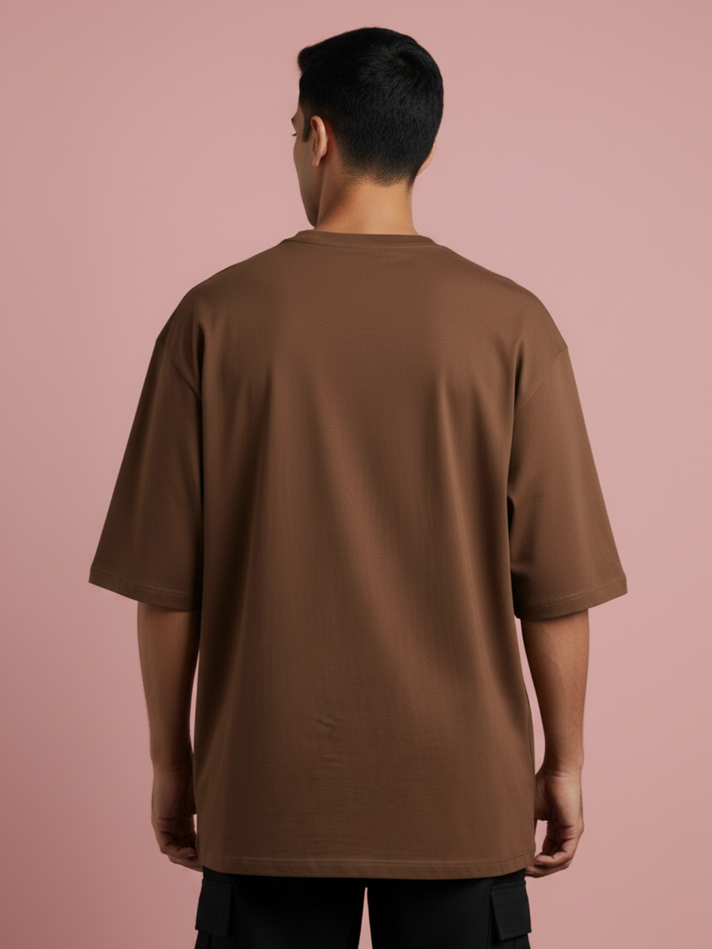 Boxy Fit Solid Tee: Brown