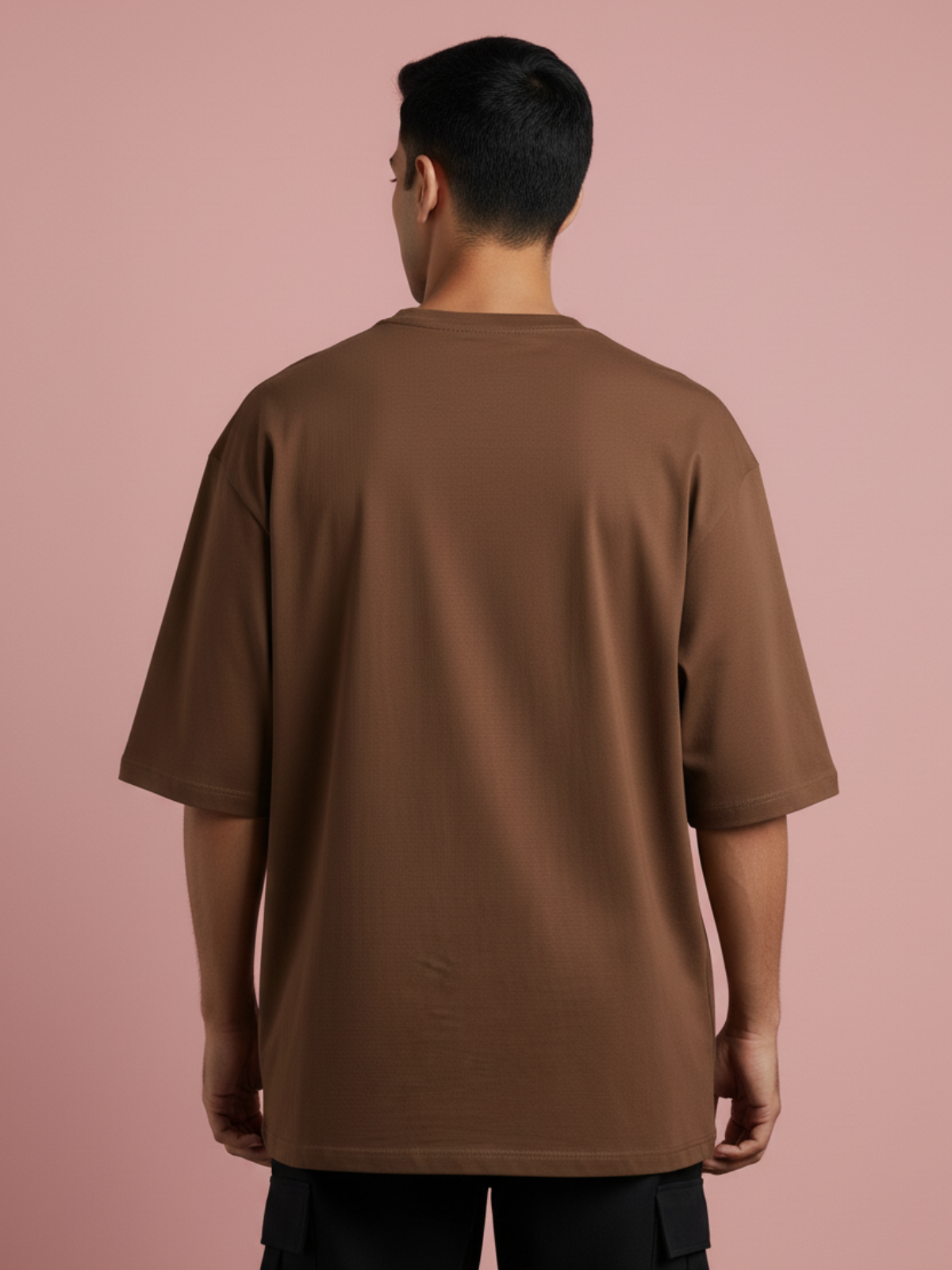 Boxy Fit Solid Tee: Brown