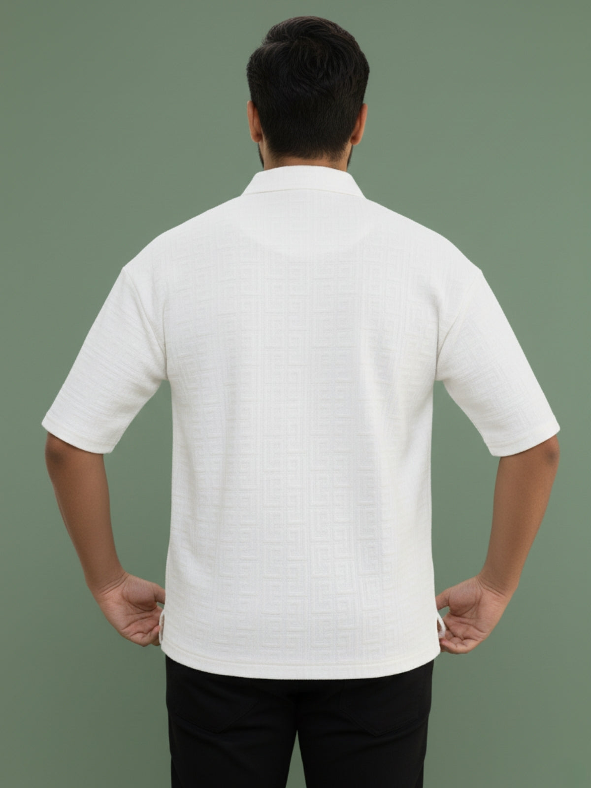 White Zipper Polo: Maze