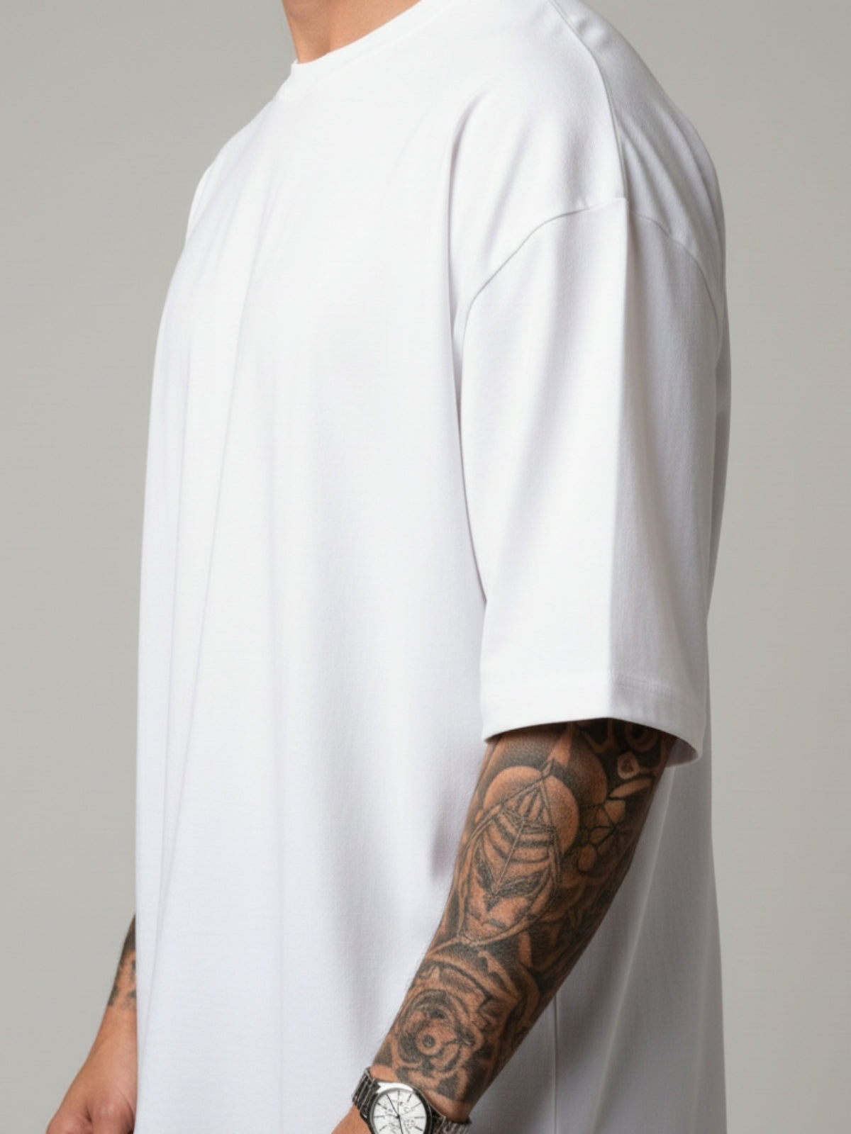 Boxy Fit Solid Tee: White