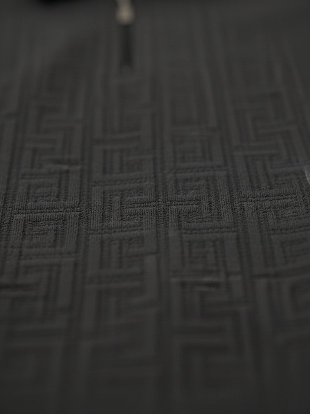 Charcoal Full sleeve Zipper Polo: Maze