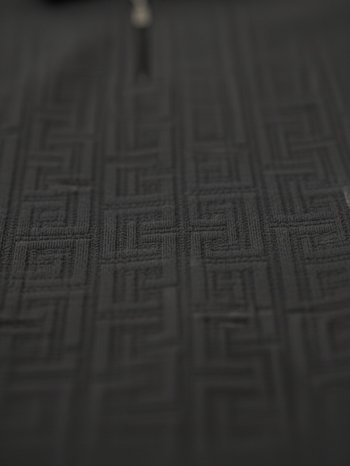 Charcoal Full sleeve Zipper Polo: Maze