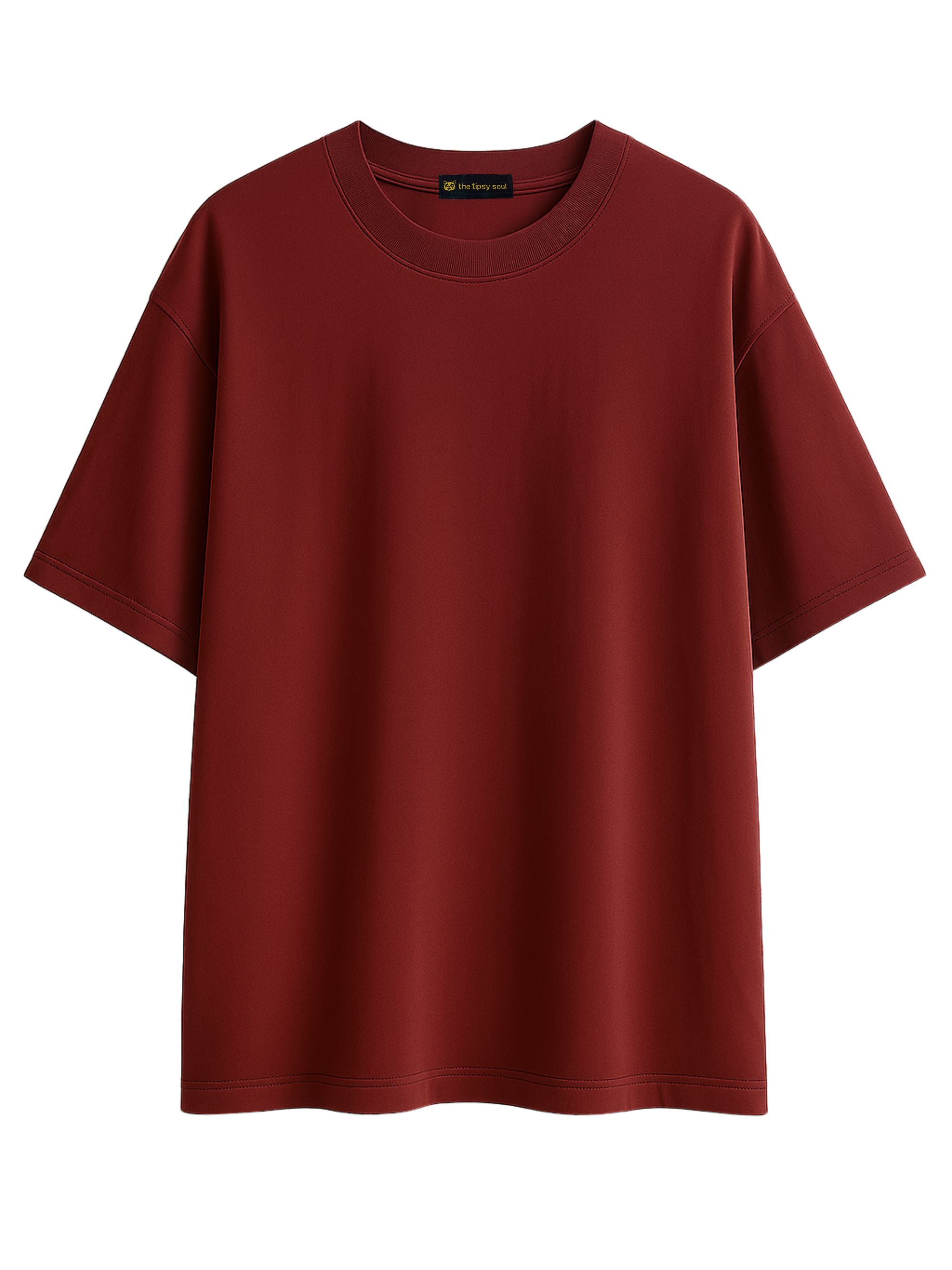 Boxy Fit Solid Tee: Maroon