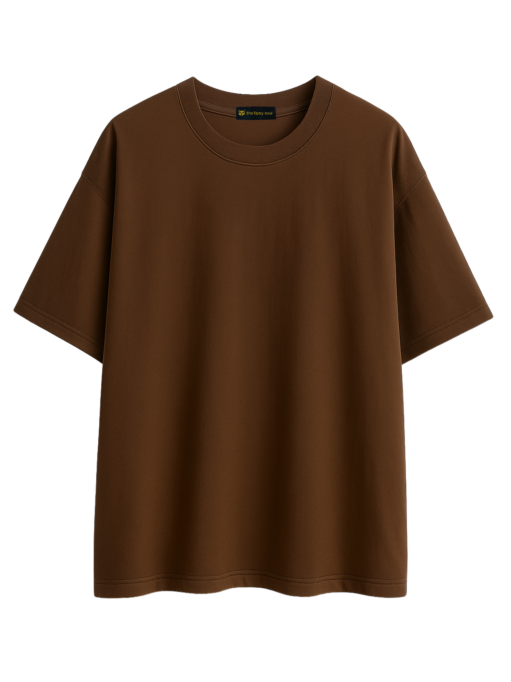 Boxy Fit Solid Tee: Brown