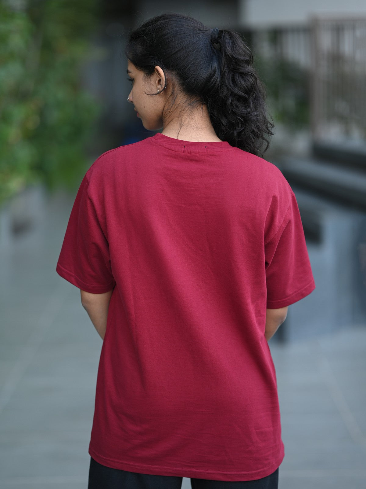 Premium Oversized Maroon Tee - the tipsy soul.