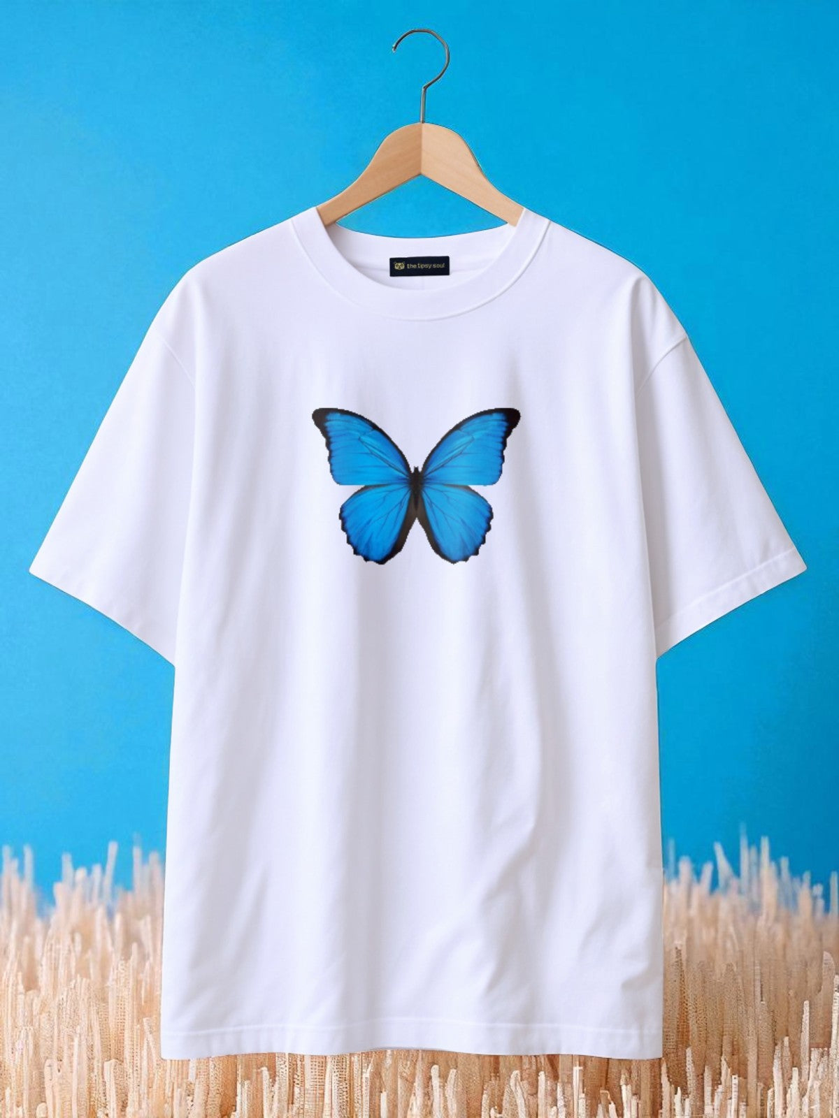 Blue Morph: Boxy Fit Graphic Tee White