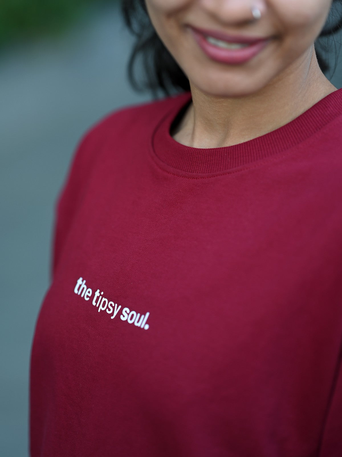 Premium Oversized Maroon Tee - the tipsy soul.