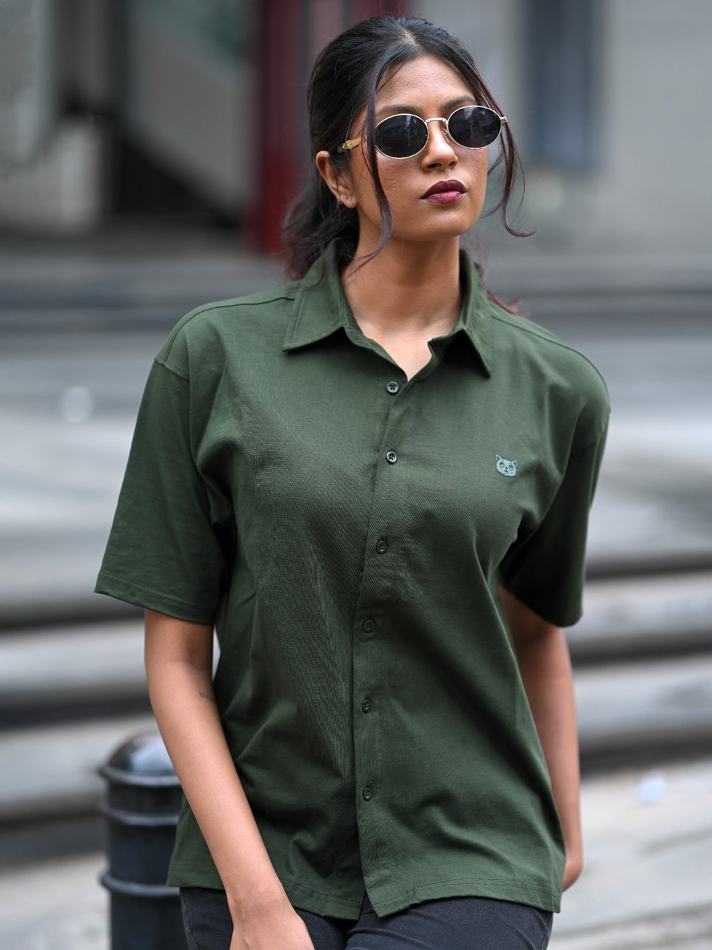 Oversized Shirt: Military Green