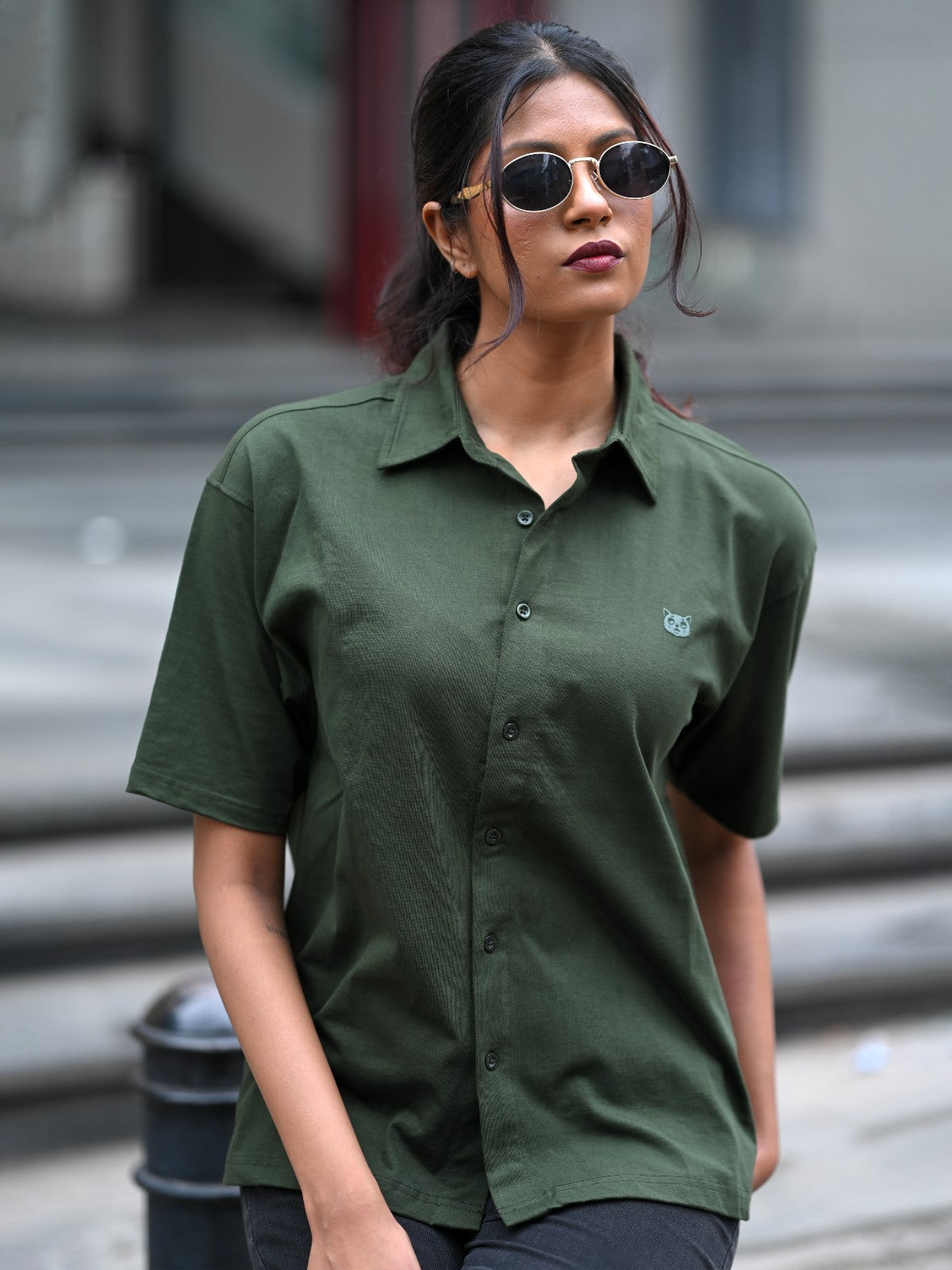 Oversized Shirt: Military Green