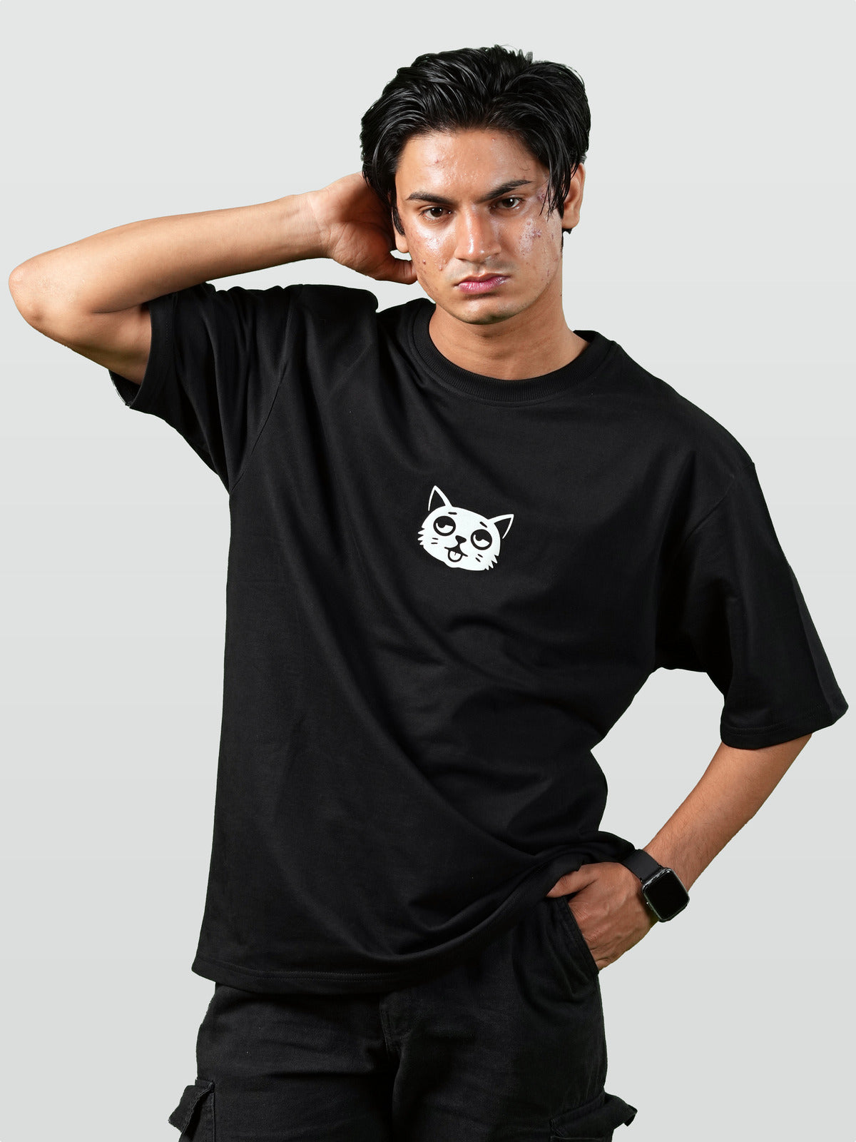 Premium Oversized Black Tee : Logo