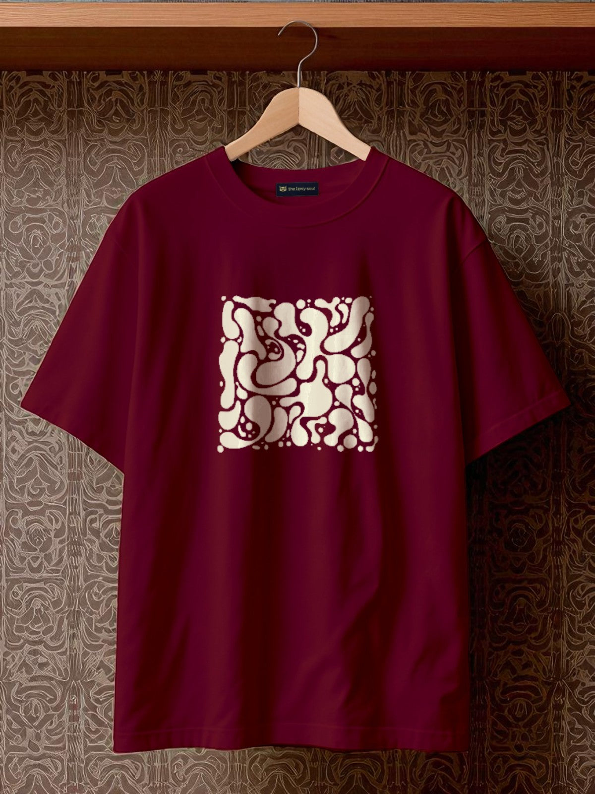 Ink art: Boxy Fit Graphic Tee Maroon