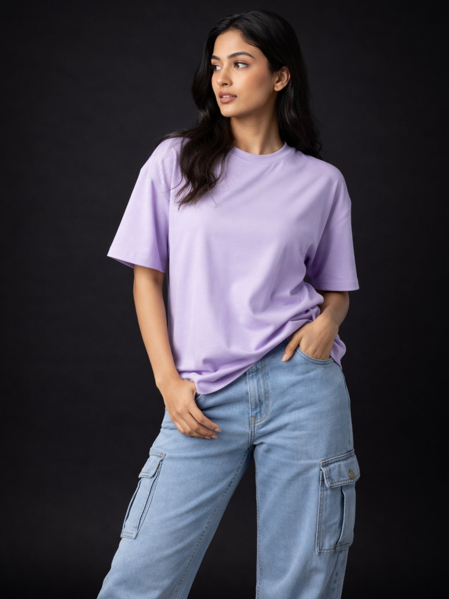 Boxy Fit Solid Tee: Lavender