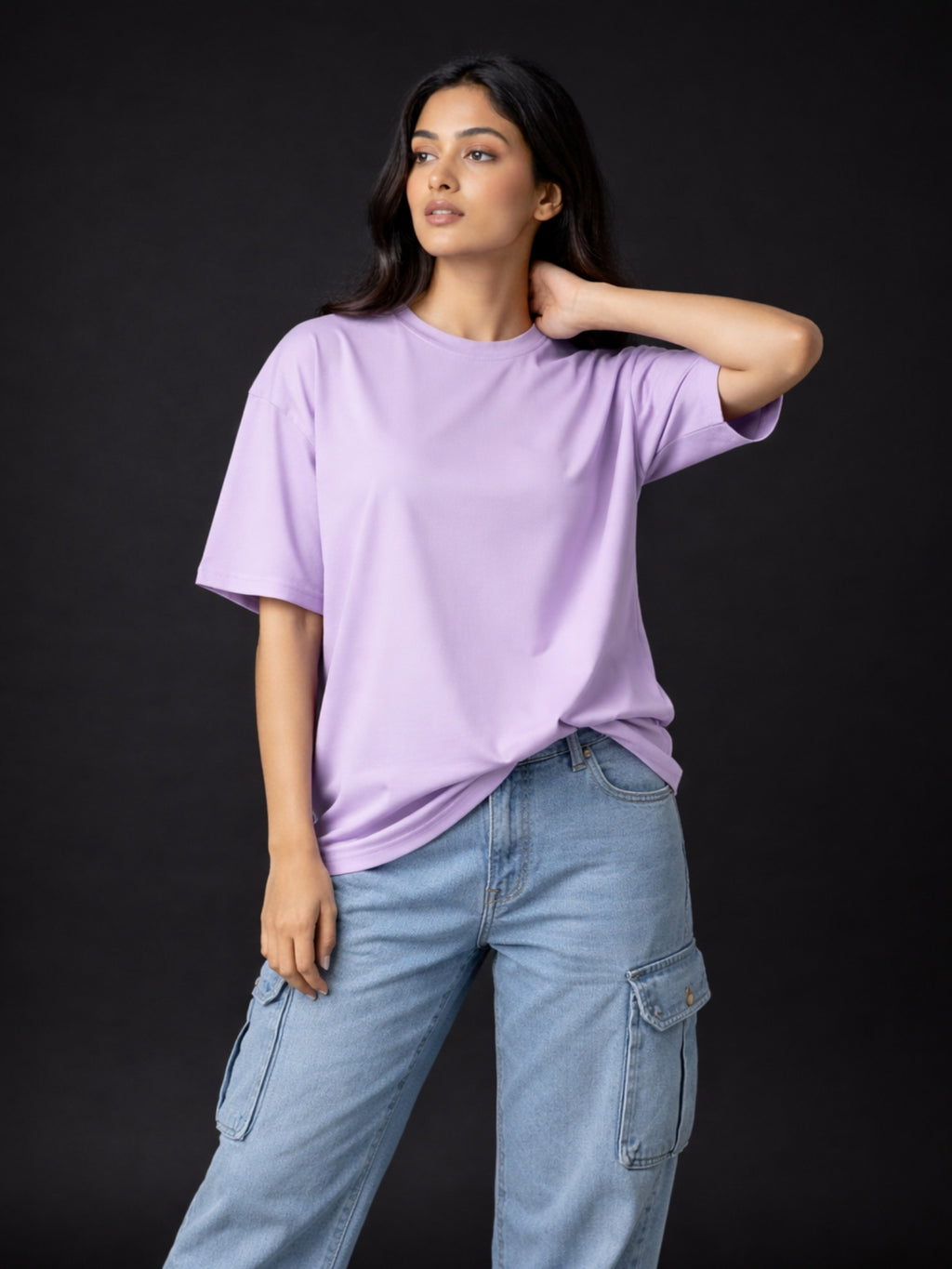 Boxy Fit Solid Tee: Lavender