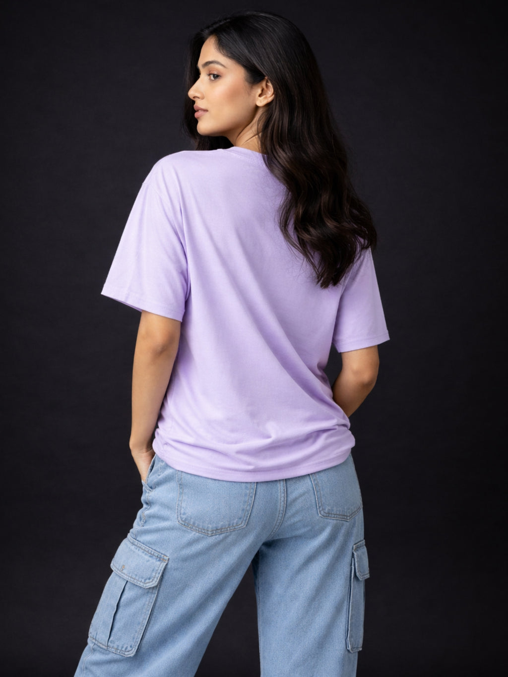 Boxy Fit Solid Tee: Lavender