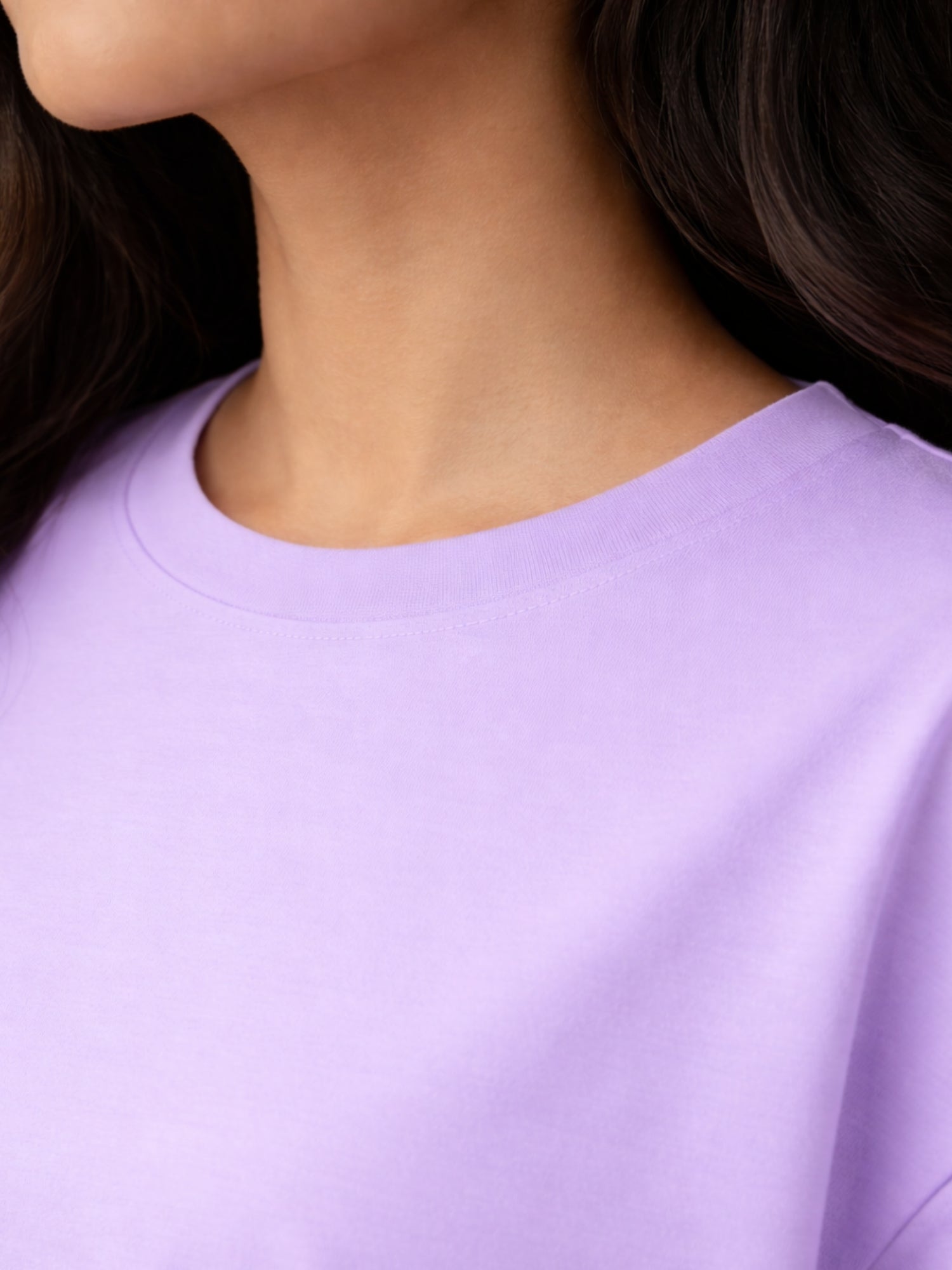 Boxy Fit Solid Tee: Lavender