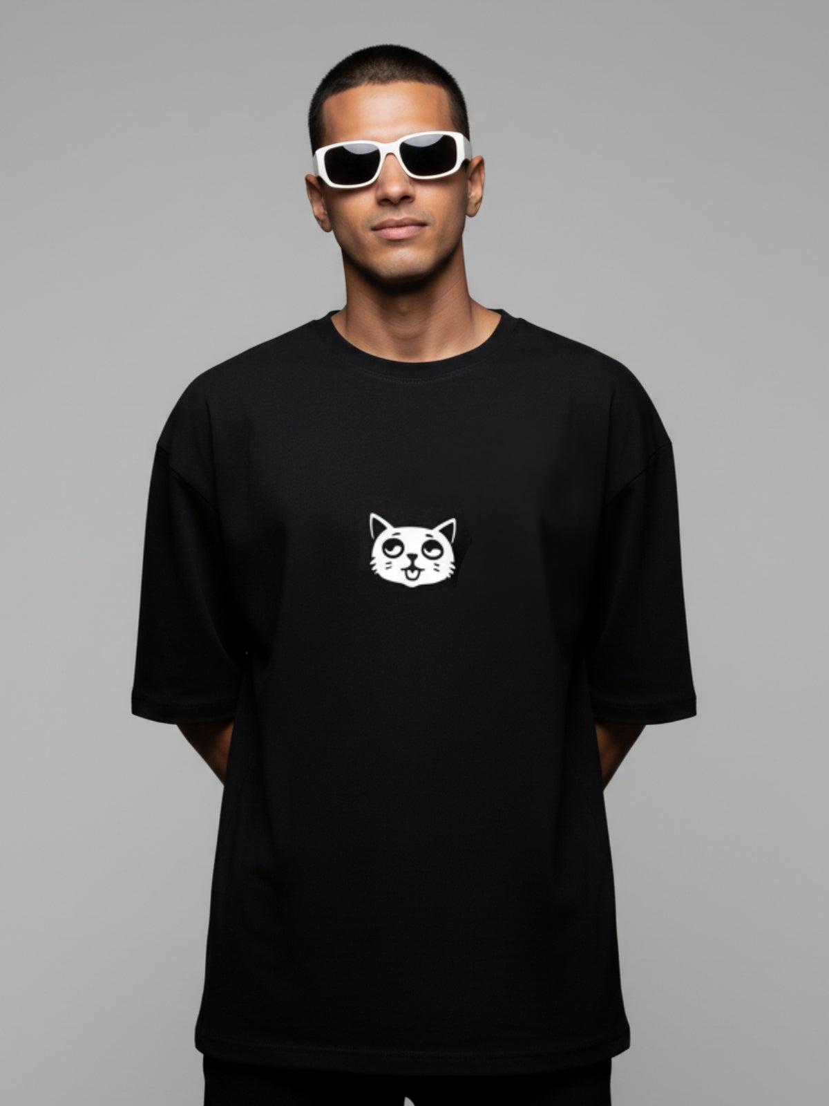 The Tipsy Cat Tee: Midnight Black