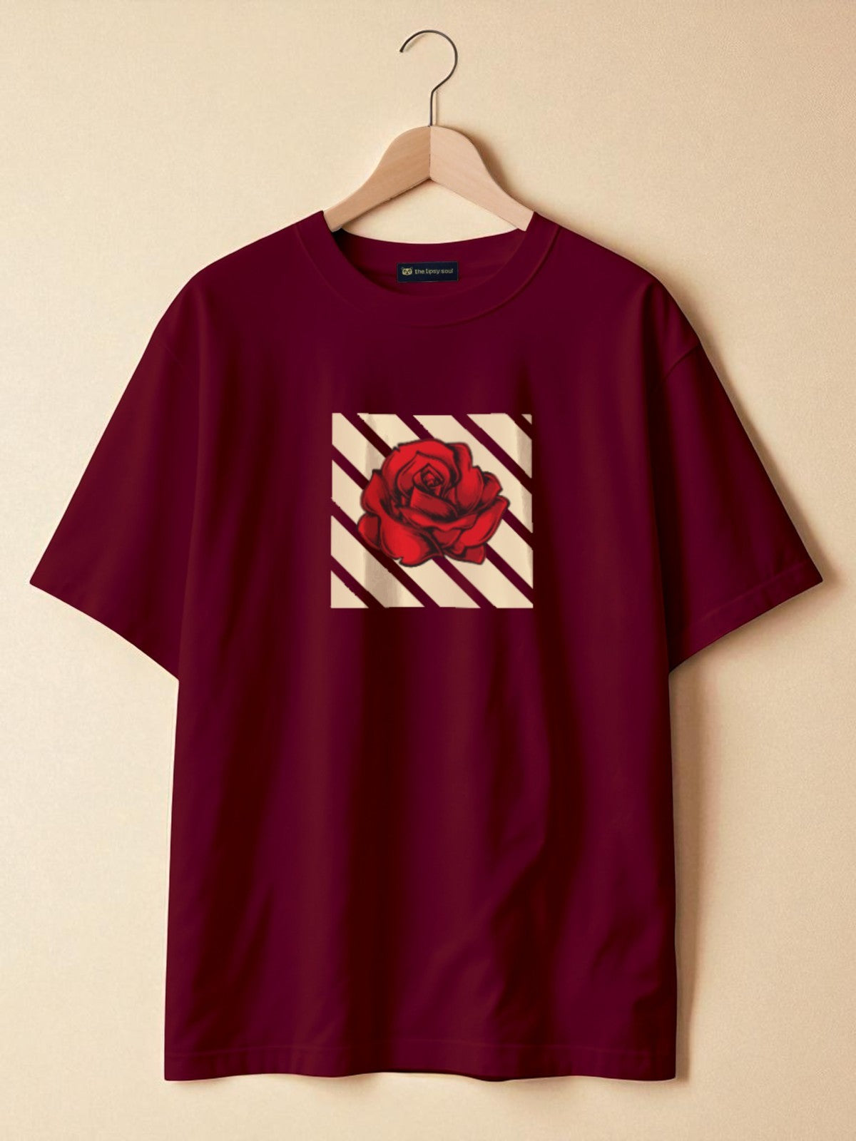 Rose: Boxy Fit Graphic Tee Maroon