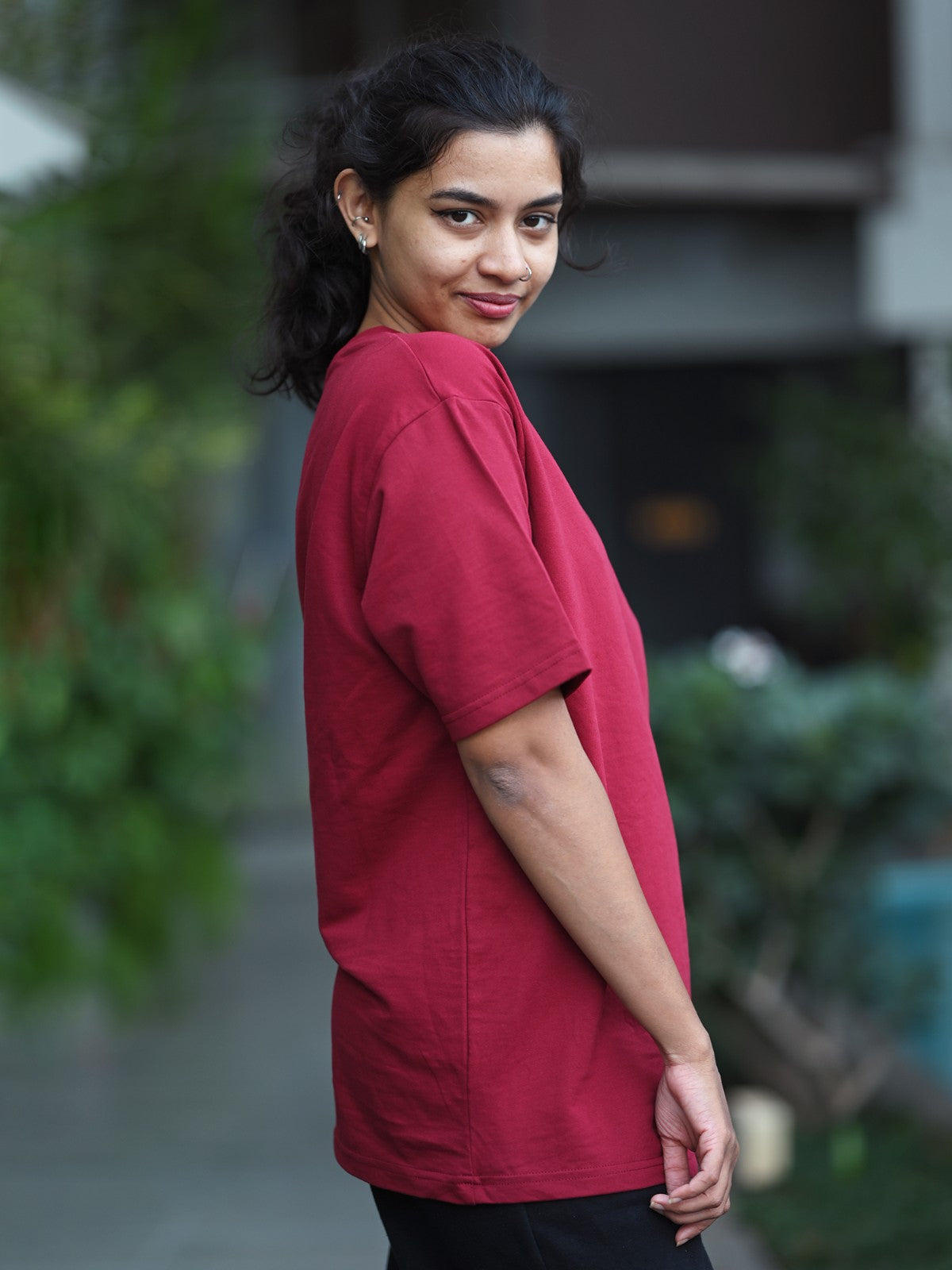 Premium Oversized Maroon Tee - the tipsy soul.