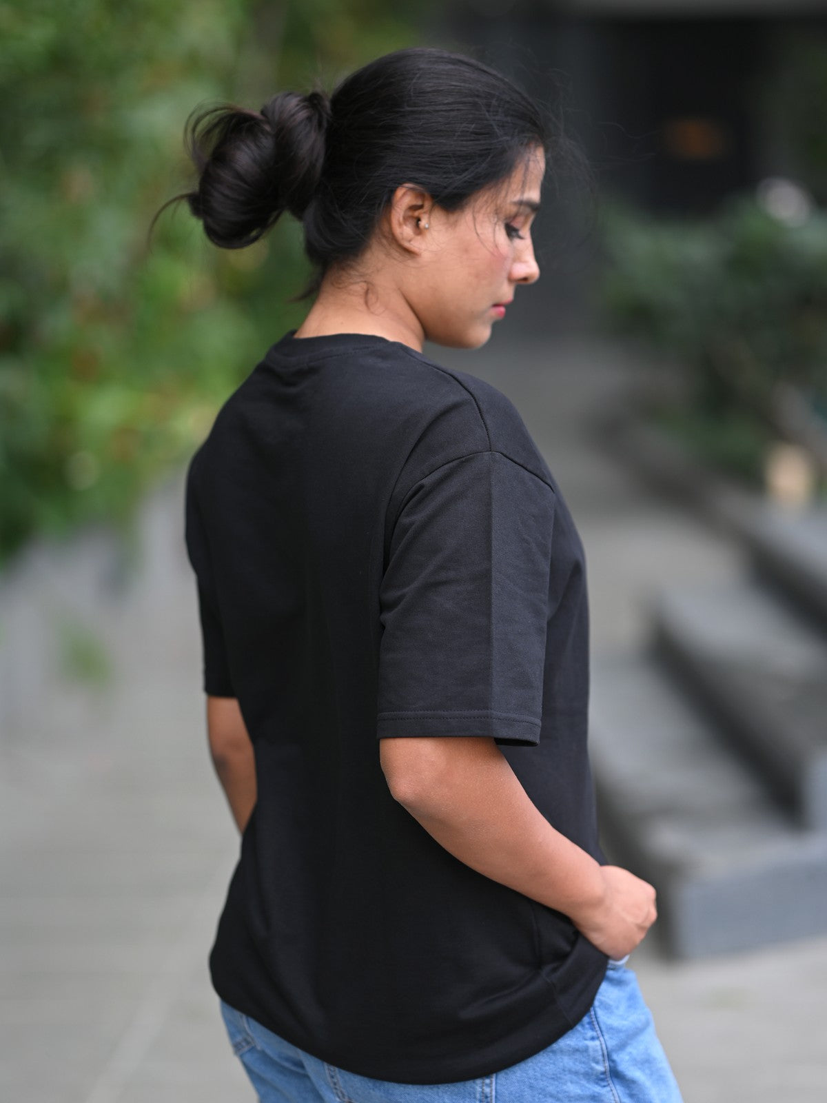 Premium Oversized Black Tee : Logo