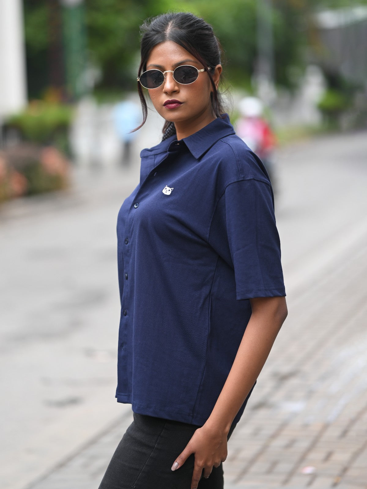 Oversized Shirt: Navy Blue